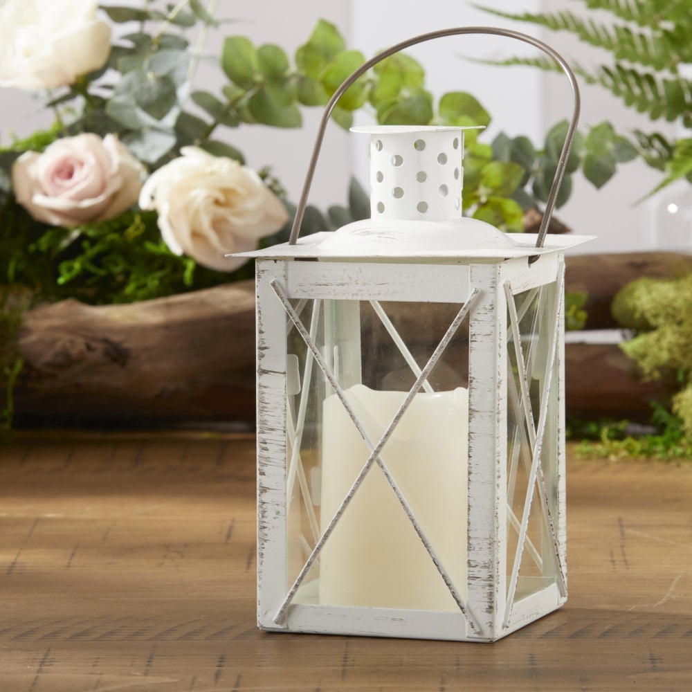Luminous White Lantern Tea Light Holder - Medium Size Decorative Candle Holder for Wedding, Party, Garden & Home Decor