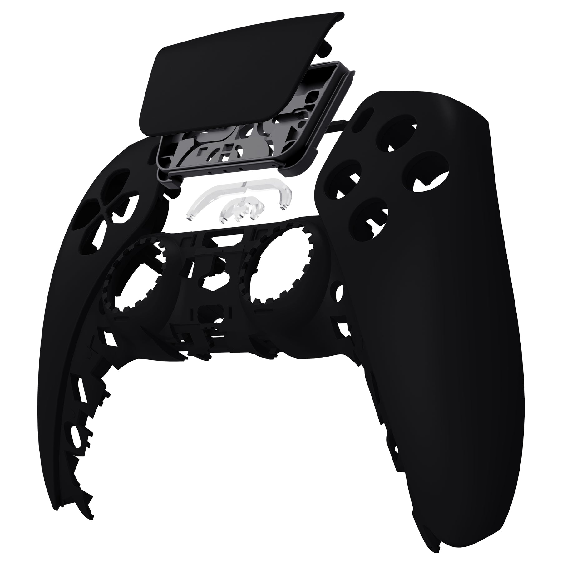 eXtremeRate PS5 Controller Front Housing Shell Replacement - Compatible with BDM 010/020/030/040/050 Models - Black - Upgrade Your Gaming Setup with Custom Touchpad Cover for Enhanced Gameplay Experience