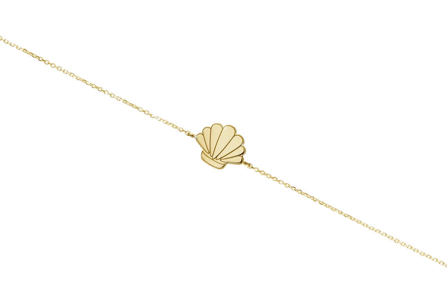 14K 18K Solid Gold Clam Seashell Bracelet - Rose Gold Beach Charm Jewelry for Women - Perfect Summer Gift for Her - Ideal for Beach Vacations, Weddings & Everyday Wear