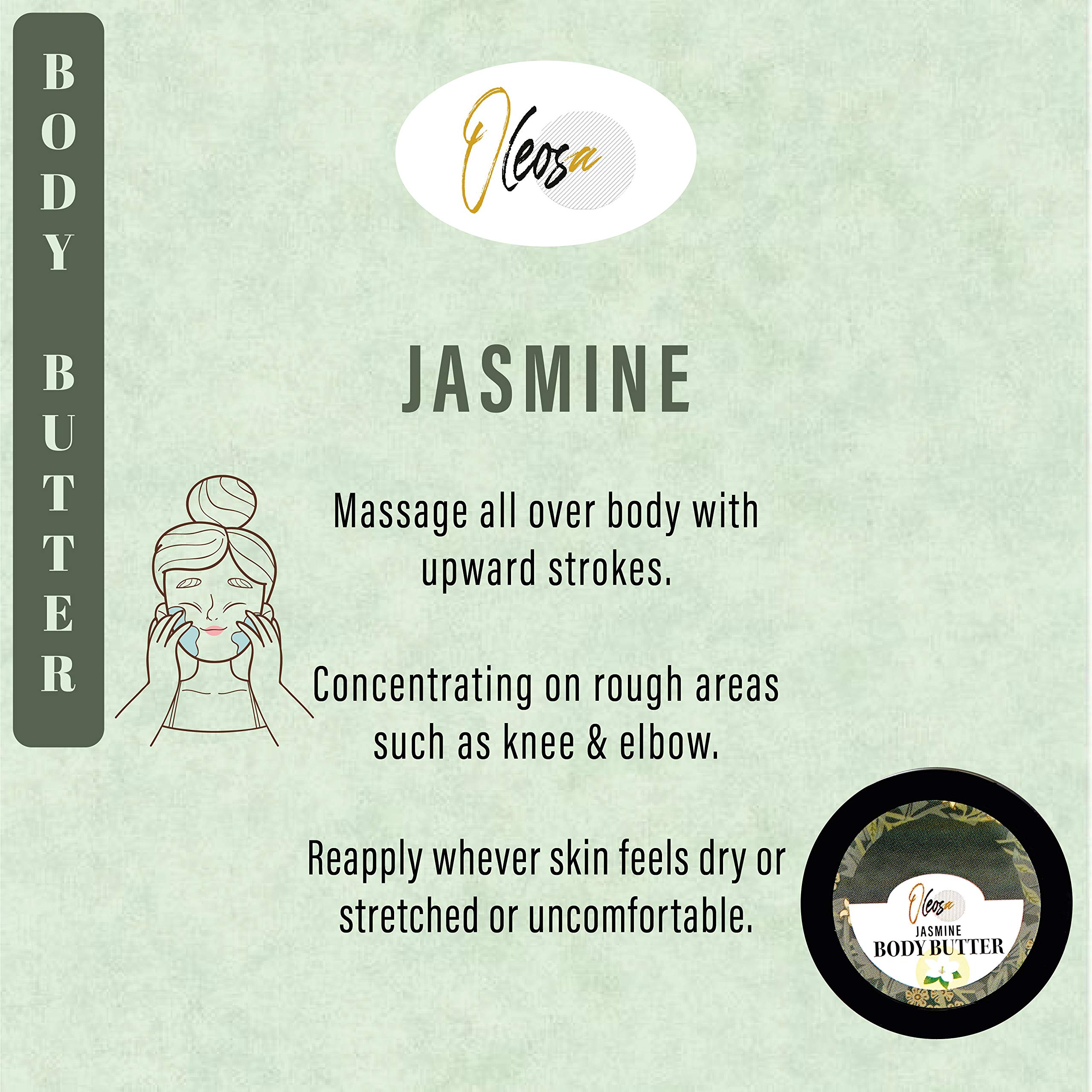 Oleosa Jasmine Body Butter - 50gm | Ultra-Moisturizing & Nourishing for Dry Skin | Perfect for Daily Hydration & Spa Nights