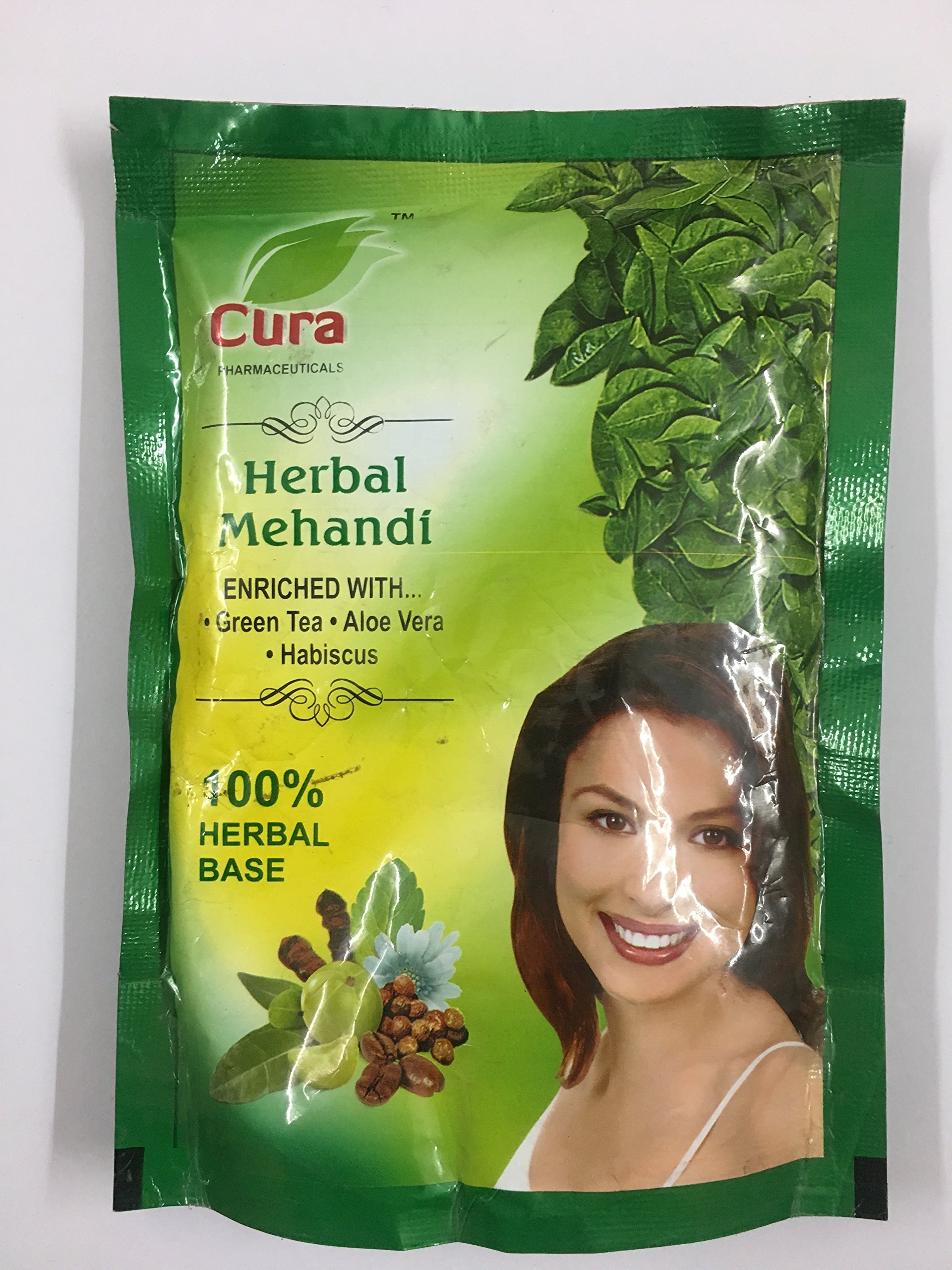 Premium Cura Herbal Henna Powder (100g x 3 Pack) - Enriched with Green Tea, Aloe Vera & Hibiscus for Natural Hair Coloring - Perfect for DIY Hair Dye, Bridal Mehendi & Holi Festival Body Art