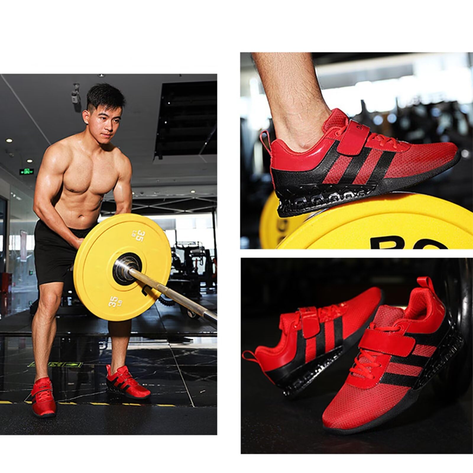 **Men's Lightweight Anti-Slip Breathable Squat Deadlift Shoes – Powerlifting Gym Sneakers for Indoor Fitness & Balance Training – Perfect for Weightlifting, CrossFit & Strength Workouts**