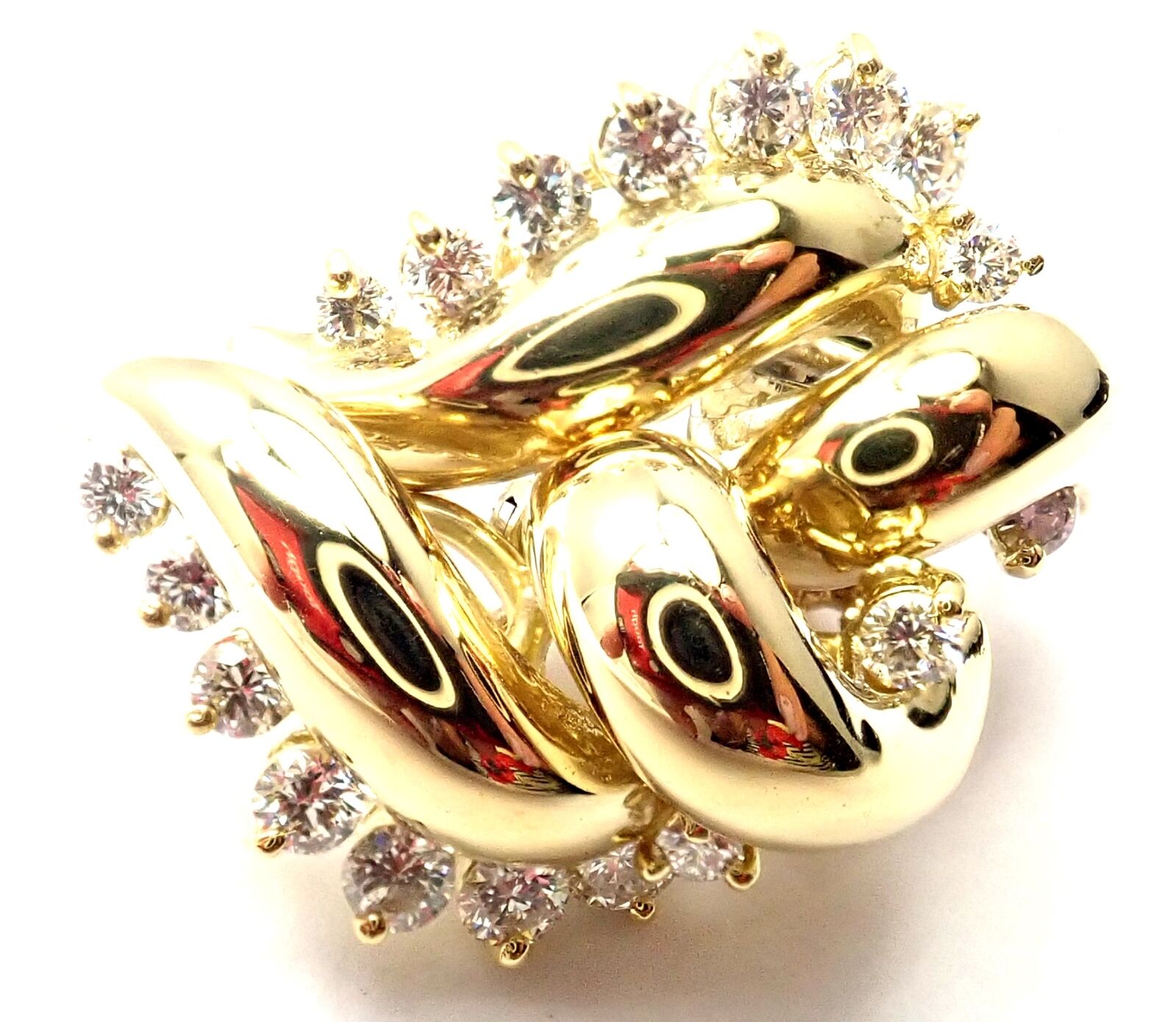 Authentic Tiffany & Co 18k Yellow Gold Diamond Swirl Earrings - Luxury Jewelry for Women, Perfect for Weddings, Anniversaries & Special Occasions