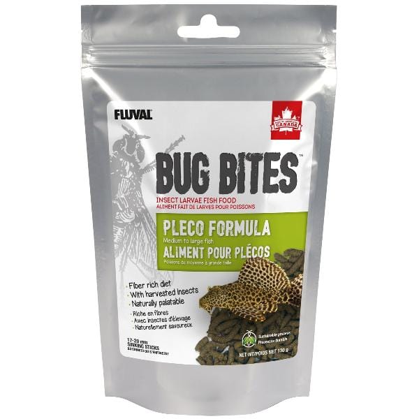 Fluval Bug Bites Pleco Formula Sinking Sticks - 4.6oz (130g) Fish Food for Bottom Feeders | High Protein Nutrition for Plecos, Catfish & Algae Eaters | Perfect for Freshwater Aquariums & Tropical Fish Tanks