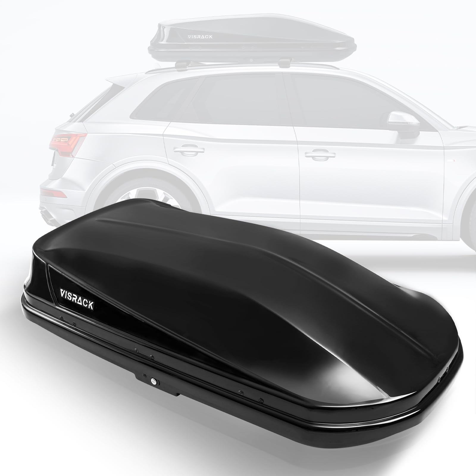 Hard-Shell Rooftop Cargo Carrier - 130 LBS Capacity Weatherproof Luggage Storage Box with Security Lock | 14 Cubic Feet Spacious Travel Gear | Tool-Free Installation for SUV, Van & Crossovers | Perfect for Road Trips, Camping & Outdoor Adventures (Black)