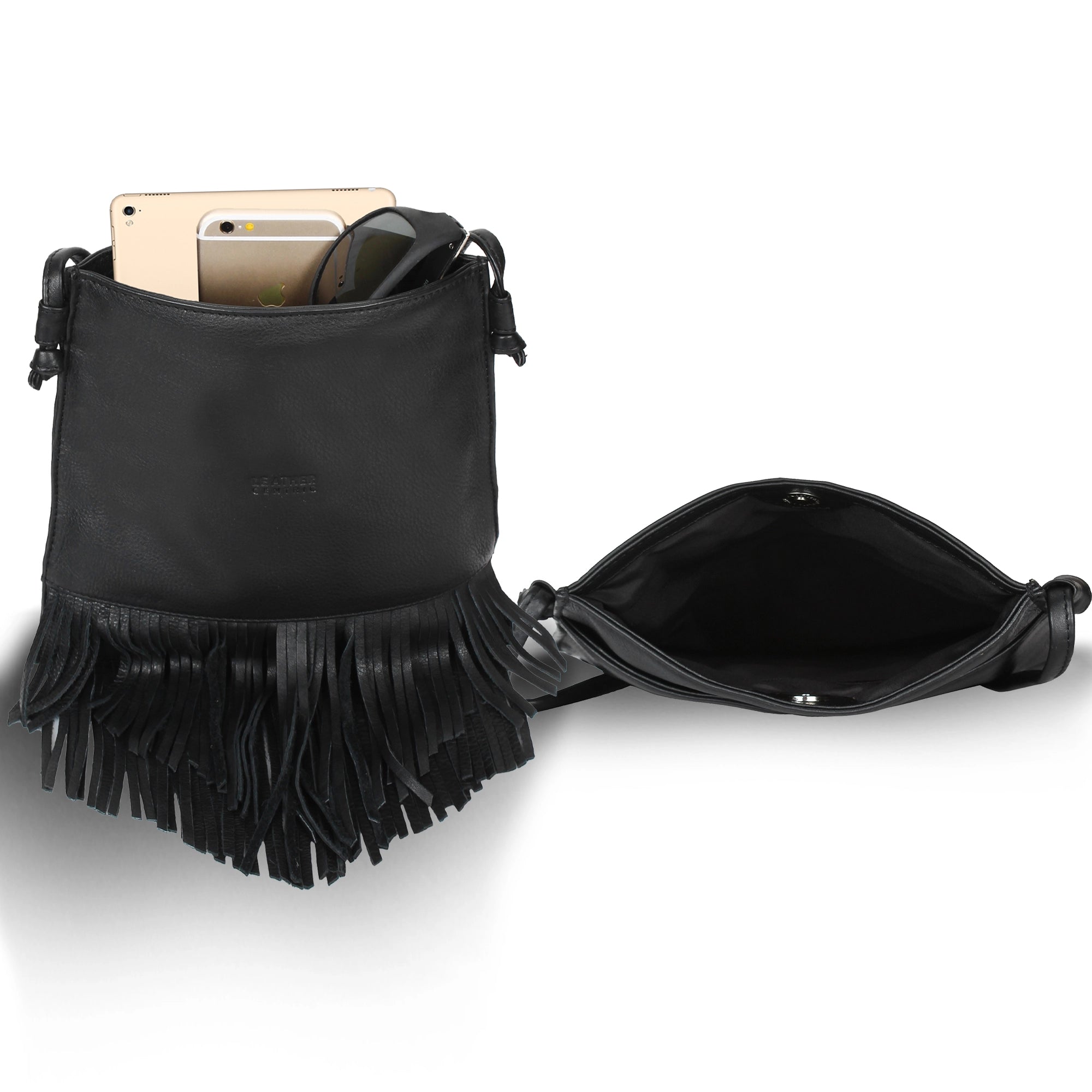 Stylish Leather Fringe Hobo Handbag for Women - Medium Size Black Crossbody Purse | Perfect for Casual Outings, Shopping & Travel Accessories