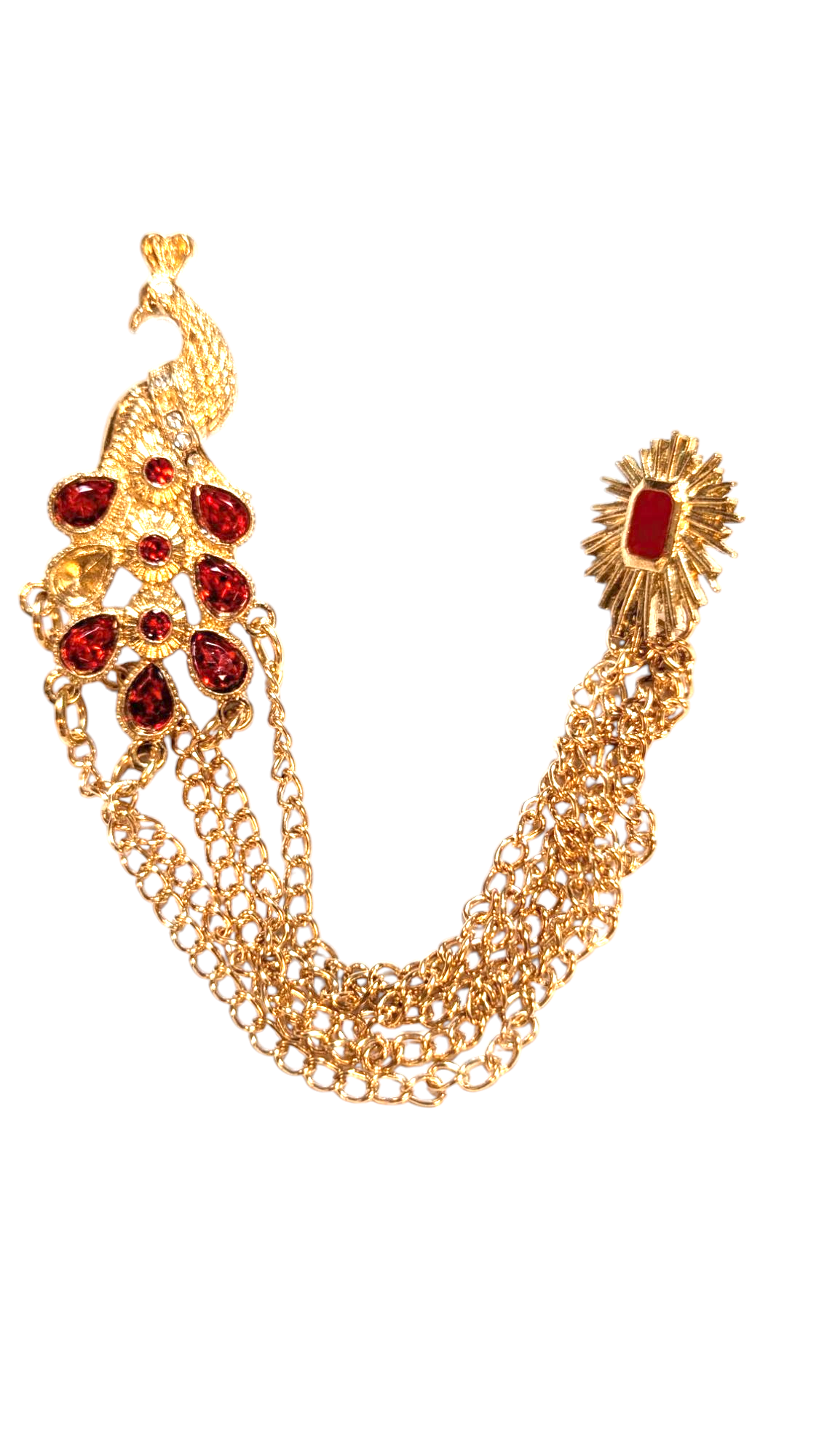 Elegant Gold Peacock Lapel Pin Brooch - DPLPPC2 for Women's Formal Attire, Weddings & Special Occasions