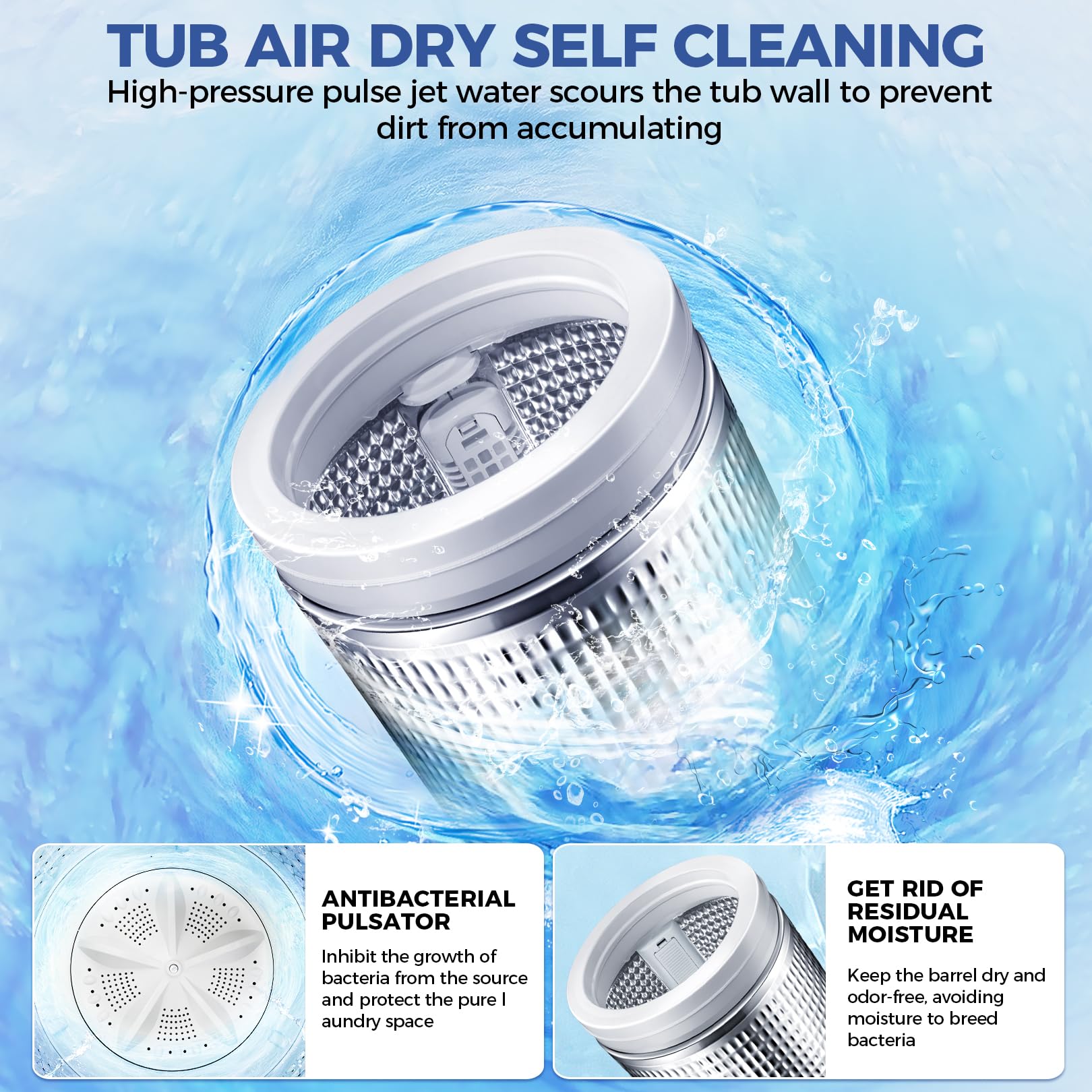 Nictemaw 17.8Lbs Full Automatic Portable Washing Machine - 2.4 Cu.ft Compact Washer with 10 Wash Programs & 8 Water Levels, Glass Lid - Perfect for Apartments, RVs, Dorms, Tiny Homes & Small Spaces - Ideal for Laundry in Compact Living Areas