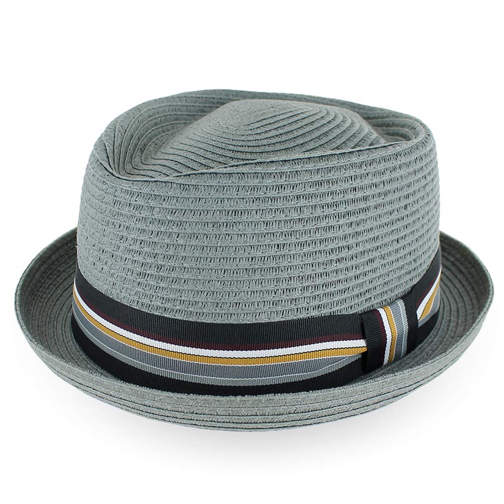 Summer Straw Fedora Hat for Men & Women - Blue, Tan, Black - Beach & Outdoor Wear