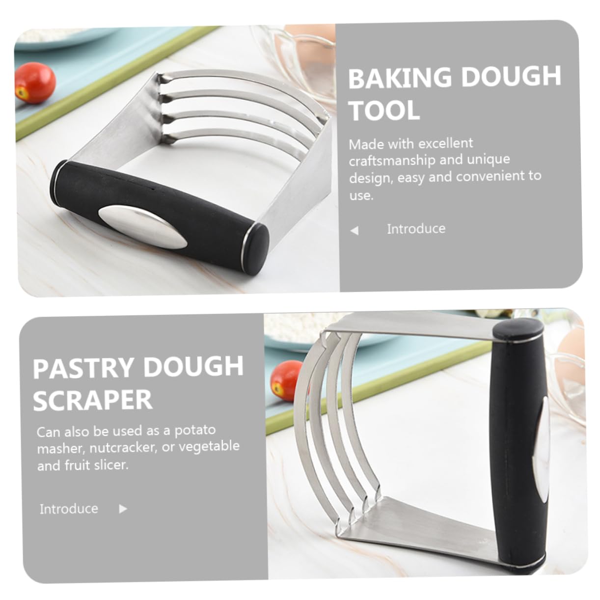 Stainless Steel Pastry Dough Blender - Handheld Baking Tool for Mixing Flour & Dough