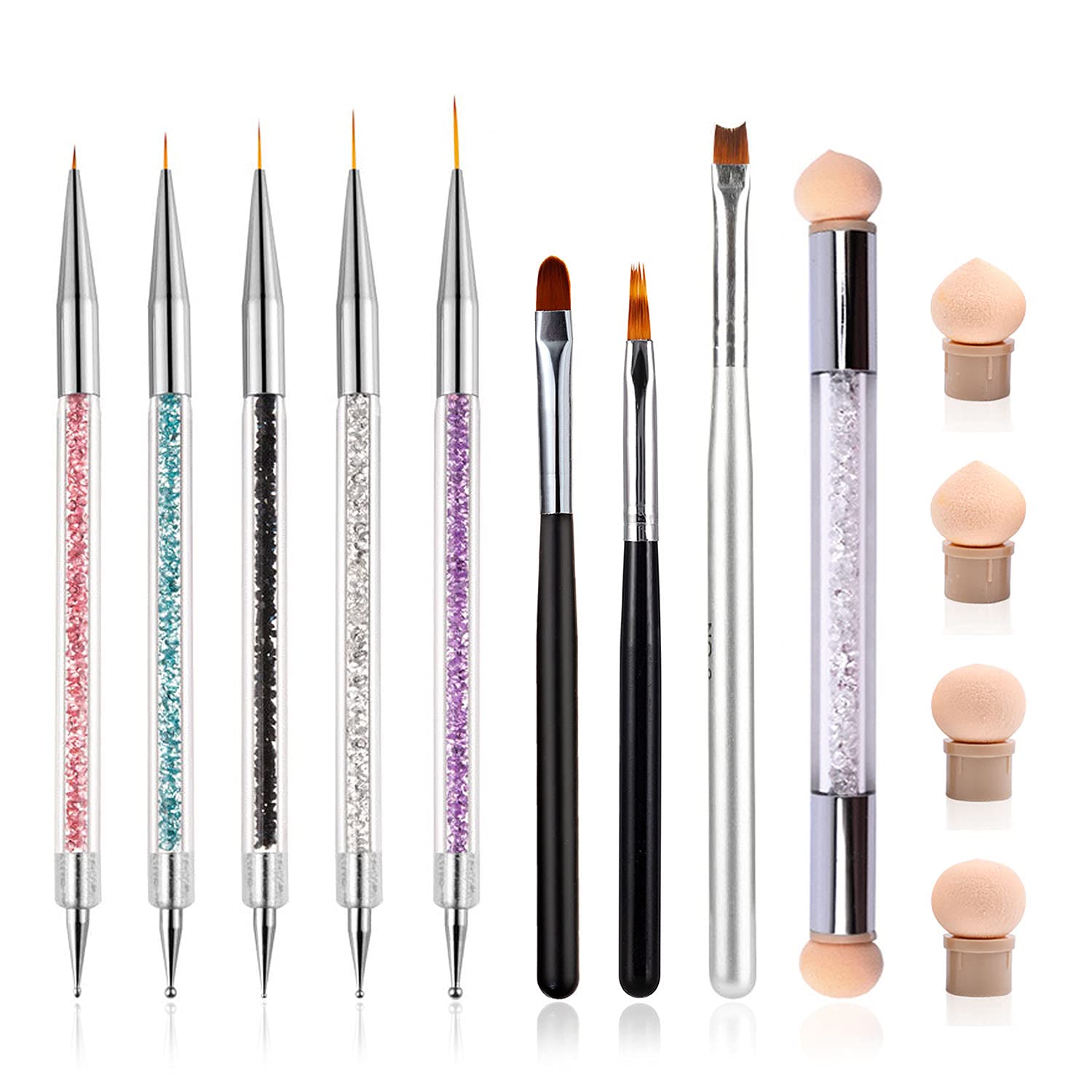 Ombre Nail Brush Set - 9pcs Nail Art Tools for French Tips & Gel Painting