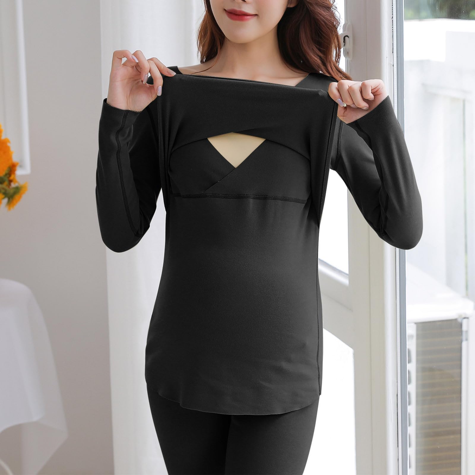 Comfortable Women's Postpartum Pajamas Set - Soft Long Sleeve Maternity Nursing Sleepwear for Breastfeeding & Pregnancy | Cozy Lounge Wear for New Moms at Home & Hospital Stay