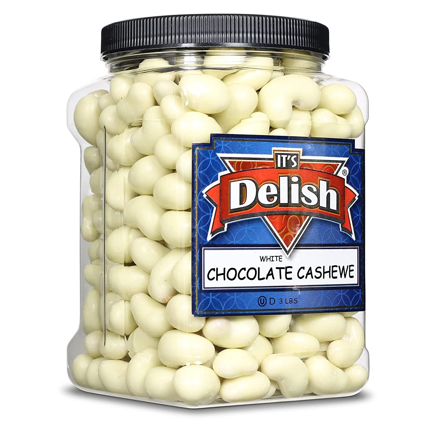 Premium White Chocolate Covered Cashews - 3 LBS Bulk Jumbo Container - Perfect for Gifts, Parties & Healthy Snacking