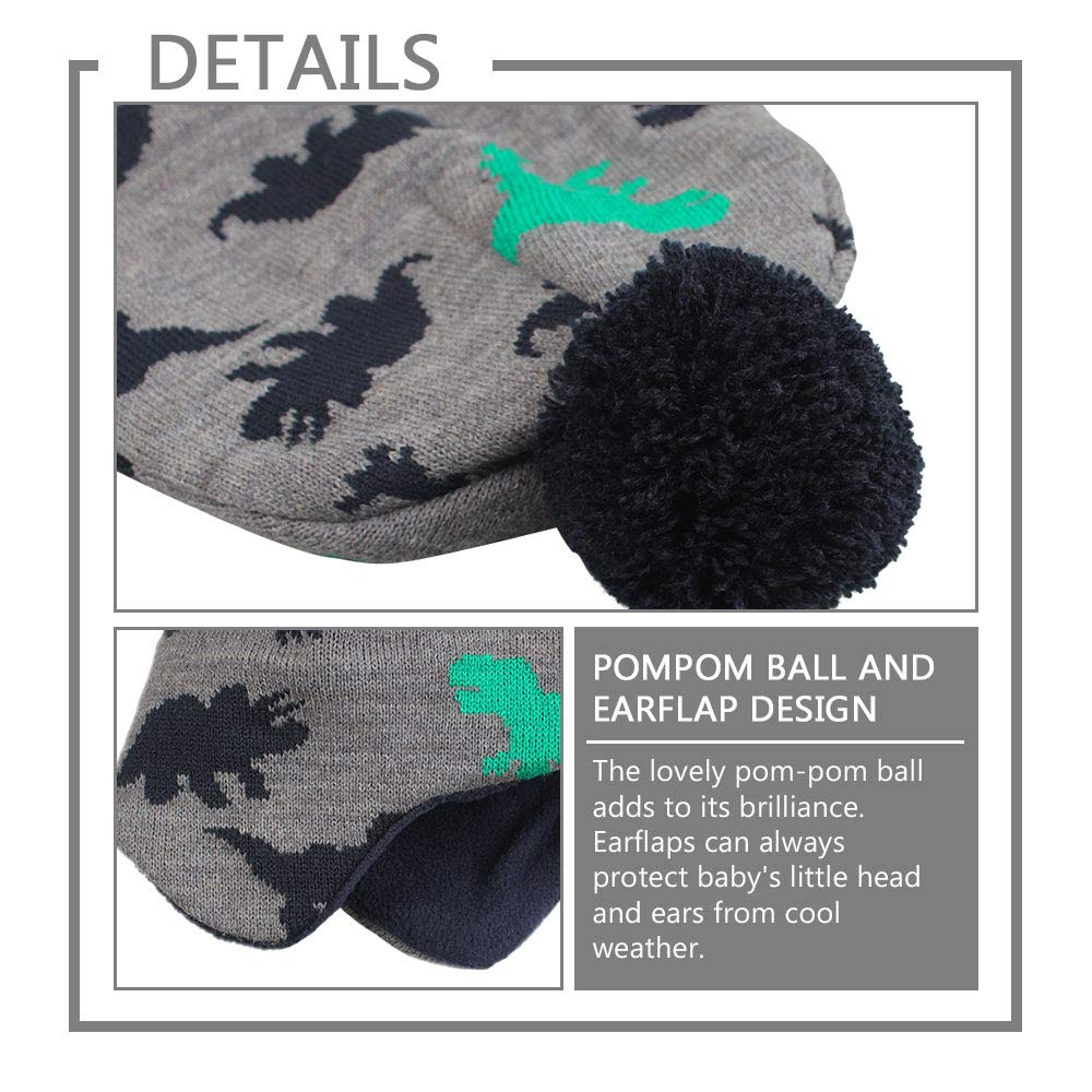 Warm Fleece-Lined Christmas Earflap Baby Beanie Hat for Girls & Boys (6M-3Y) - Cozy Knitted Winter Hat with Pompom - Perfect for Holiday Photos & Outdoor Winter Activities