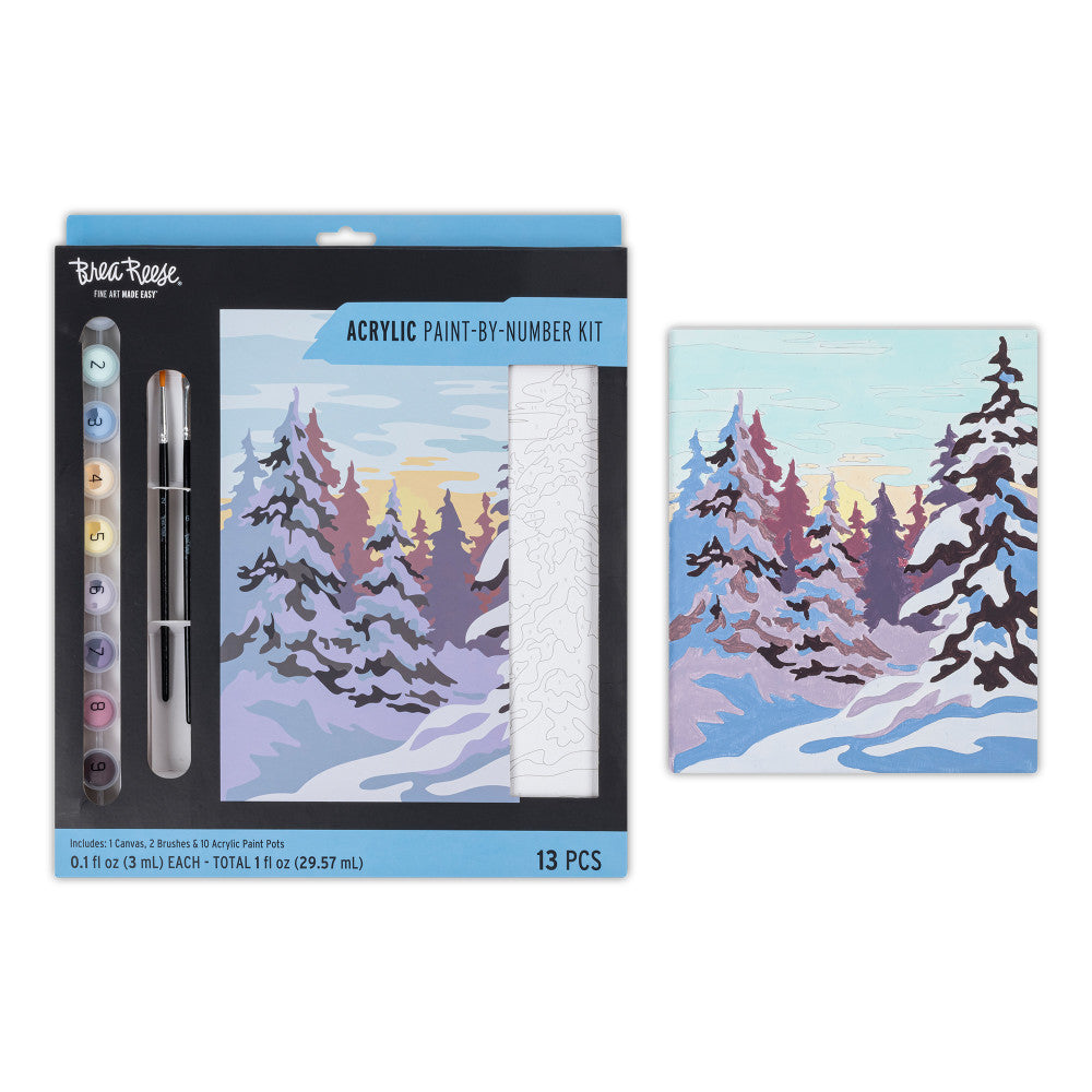Brea Reese Winter Wonderland Acrylic Paint by Number Kit for Adults - DIY Art Painting Set with Brushes & Canvas - Perfect for Holiday Gifts, Home Decor & Relaxation