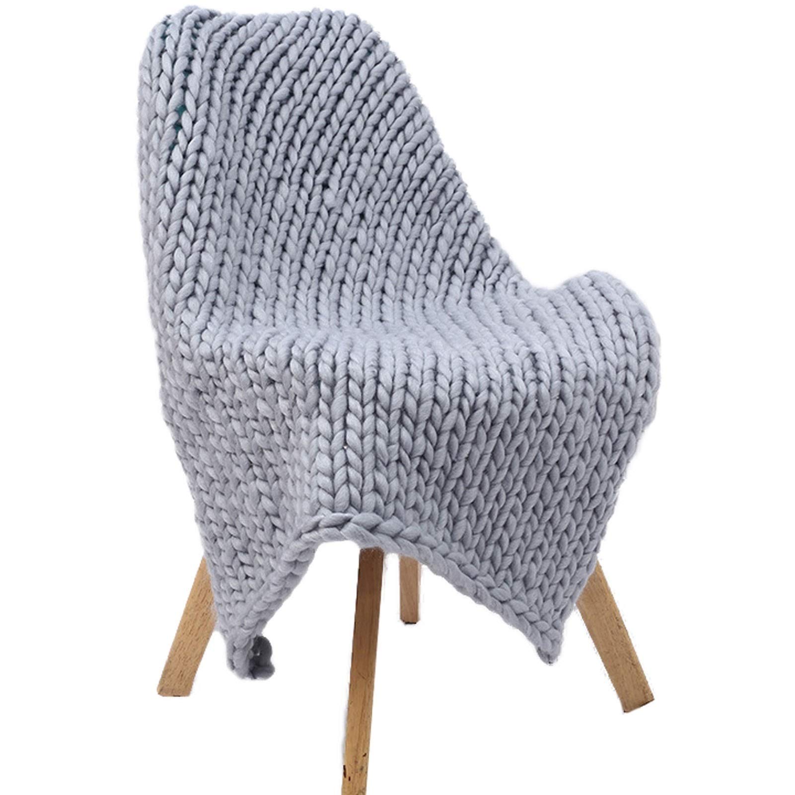 Luxury Chunky Knit Throw Blanket - Extra Large 48x60 Inch Soft & Cozy Cable Knitted Blanket for Bed, Couch, Sofa - Double-Sided Thick Warm Blanket for Winter, Home Decor, Pet Mat (Gray)