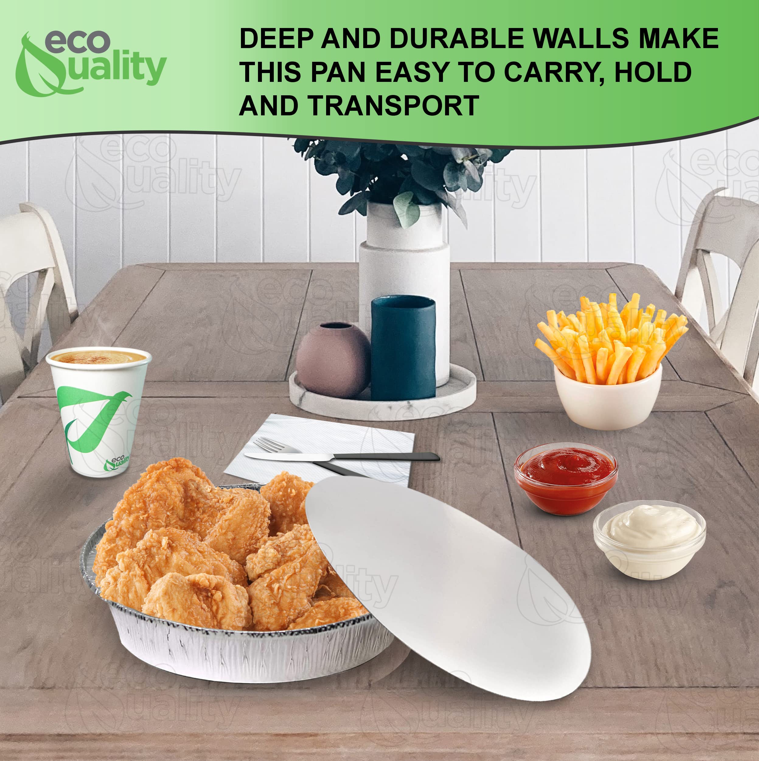 (500 Pack) 9 Inch Disposable Round Aluminum Foil Pans with Lids - Eco-Friendly Baking & Catering Supplies for Restaurants, Parties, Meal Prep & Food Storage - Heavy Duty Takeout Containers for Cooking, Roasting & Leftovers