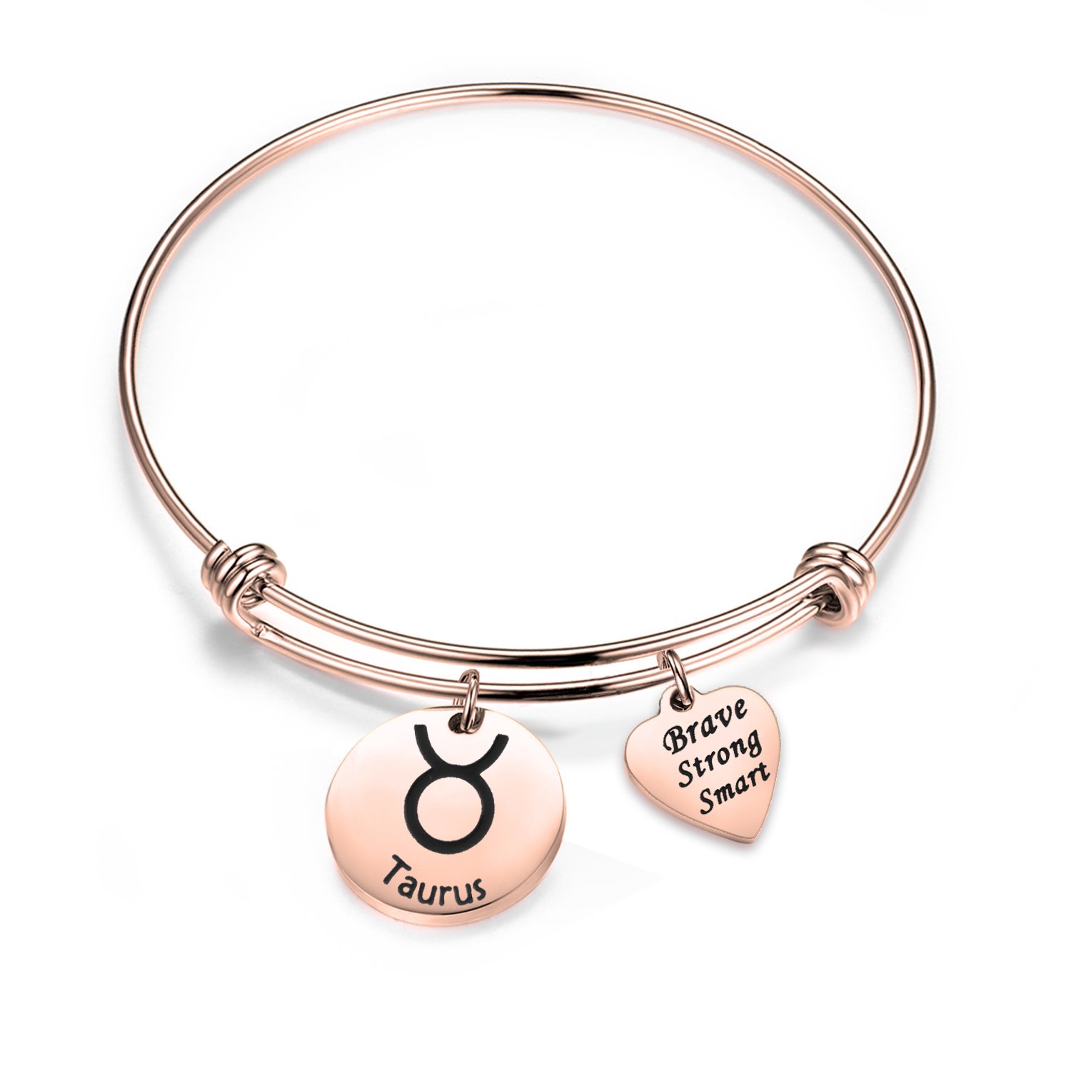Rose Gold Zodiac Bracelet for Women - Expandable Bangle Birthday Gift