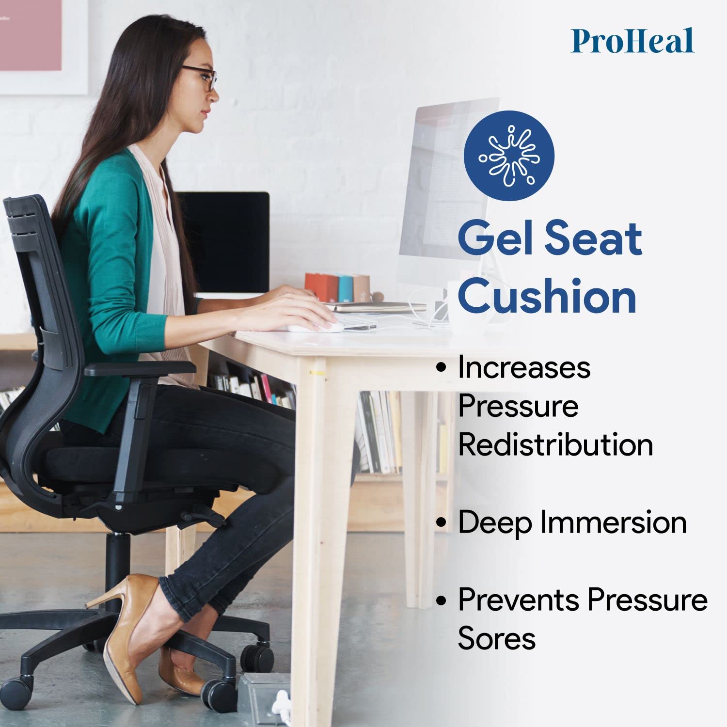 **Gel-Infused Wheelchair Seat Cushion for Orthopedic & Coccyx Support - High-Resilience Foam for Pressure Relief & Stability (30
