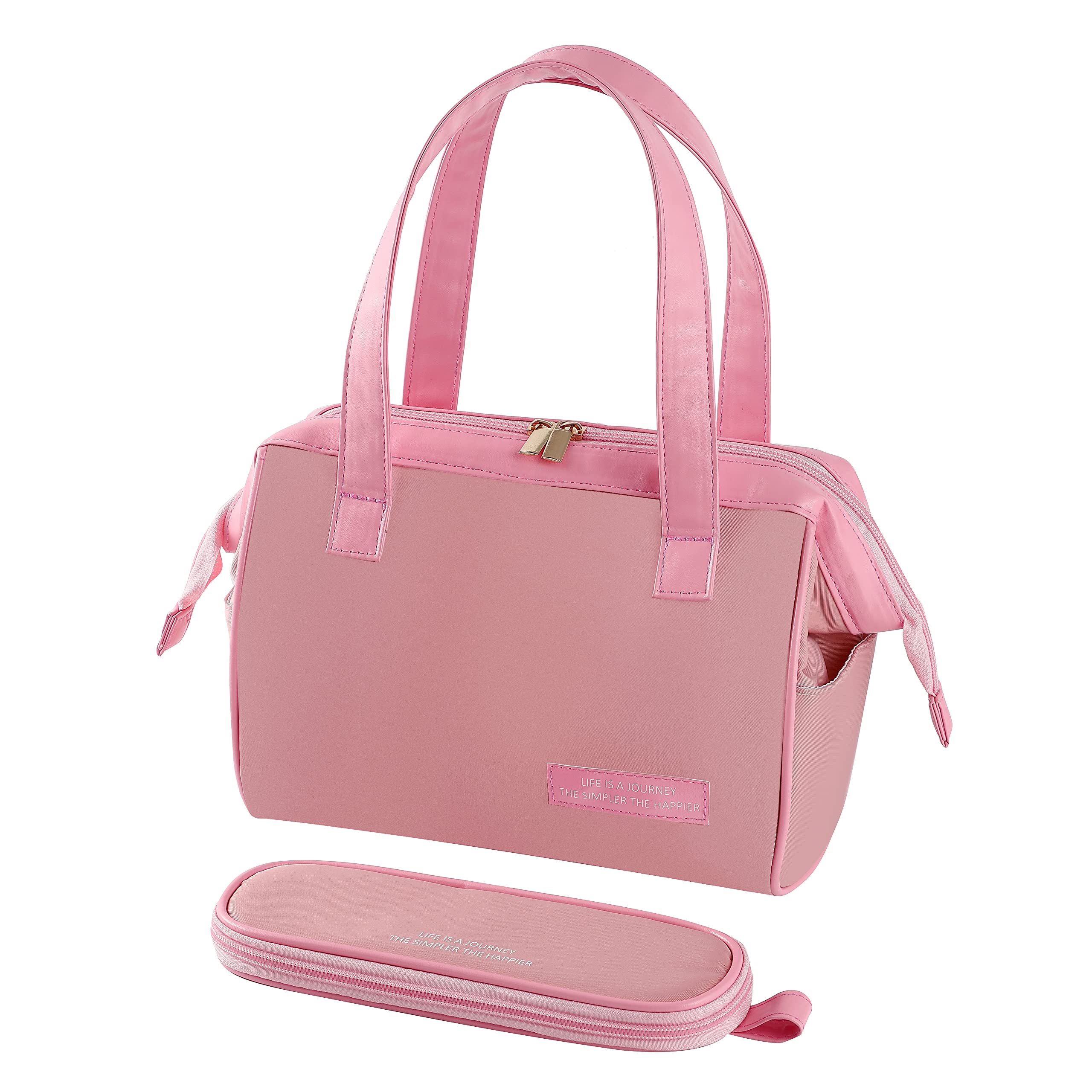 MOAOSO Insulated Lunch Bag for Women - Leakproof & Thermal Lunch Box with Pocket for Office, Work, Picnic & Shopping (Pink) - Perfect for Keeping Meals Fresh at Work or Outdoor Activities