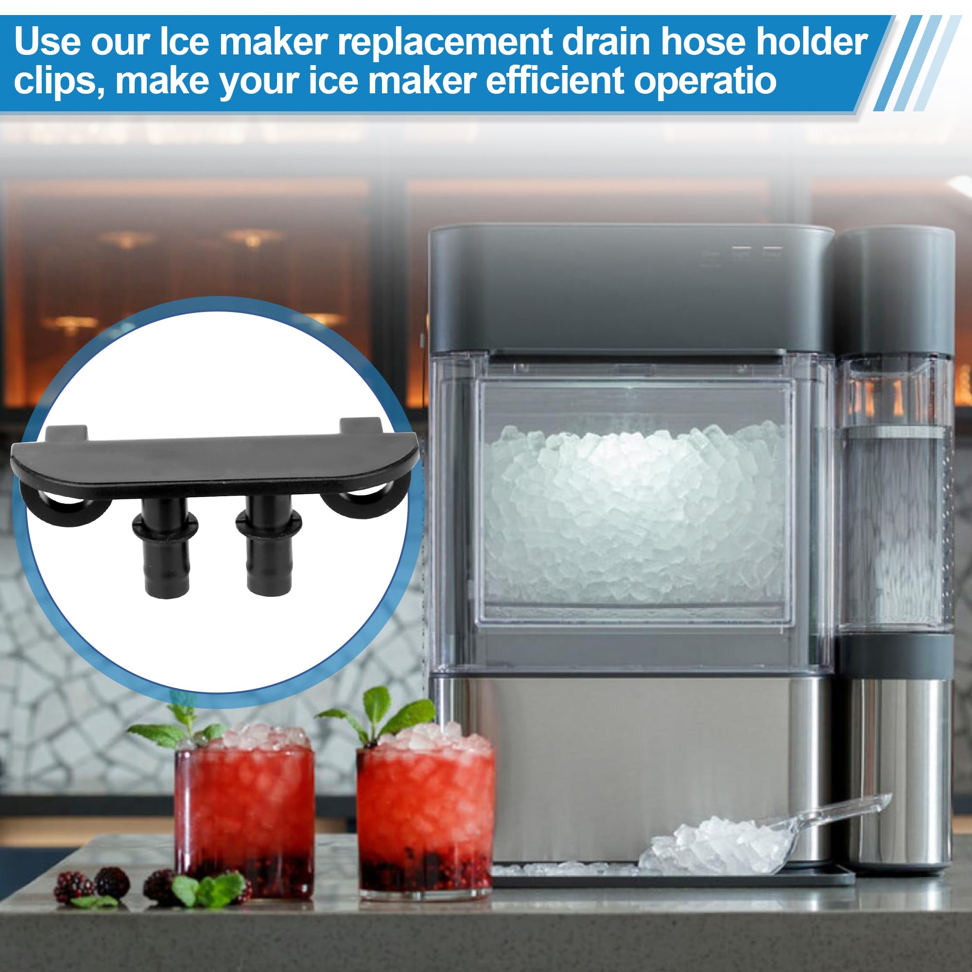 GE Opal Nugget Ice Maker GIMN Series Drain Hose Stopper Cap with Hanger - 1/4 Inch ID Drain Plug & Holder Clip Replacement Part - Perfect for Home Bars, RV Fridges, and Commercial Ice Machines