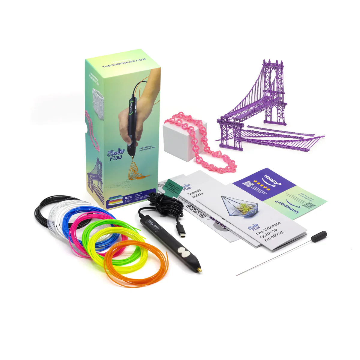3Doodler Flow Essentials 3D Printing Pen Set - Create 3D Art, DIY Projects & STEM Learning for Kids & Adults - Perfect for Home, School & Creative Workspaces