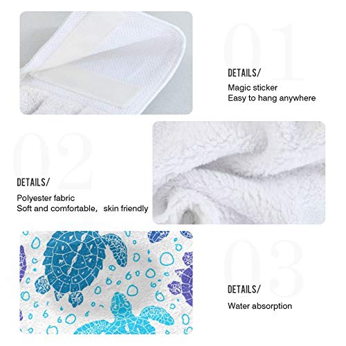 2 Pack Blue Sea Turtle Hand Towels with Loops - Soft Bathroom & Kitchen Towels for Fingertip Drying, Beach Themed Home Decor - Perfect for Bathrooms, Kitchens, and Coastal Themed Spaces