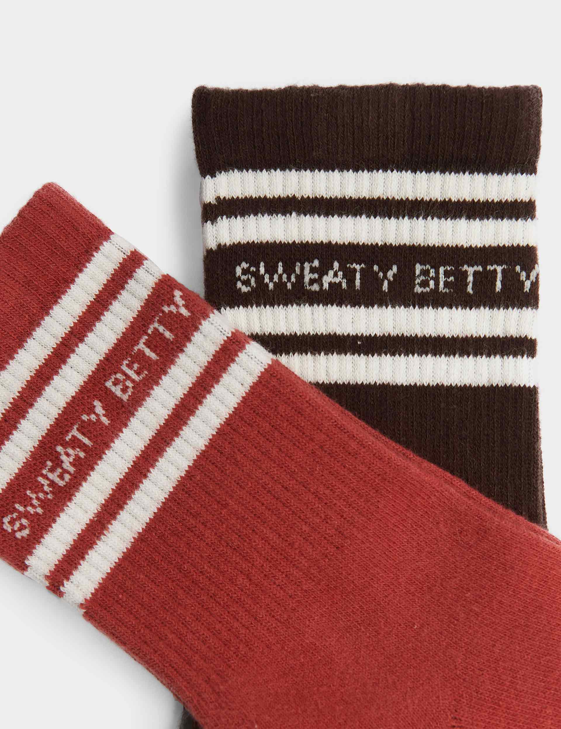 Mid Length Ankle Gripper Socks 2 Pack - Sable Brown - Non Slip Athletic Socks for Running, Yoga & Workout - Women's & Men's Comfortable Sports Socks