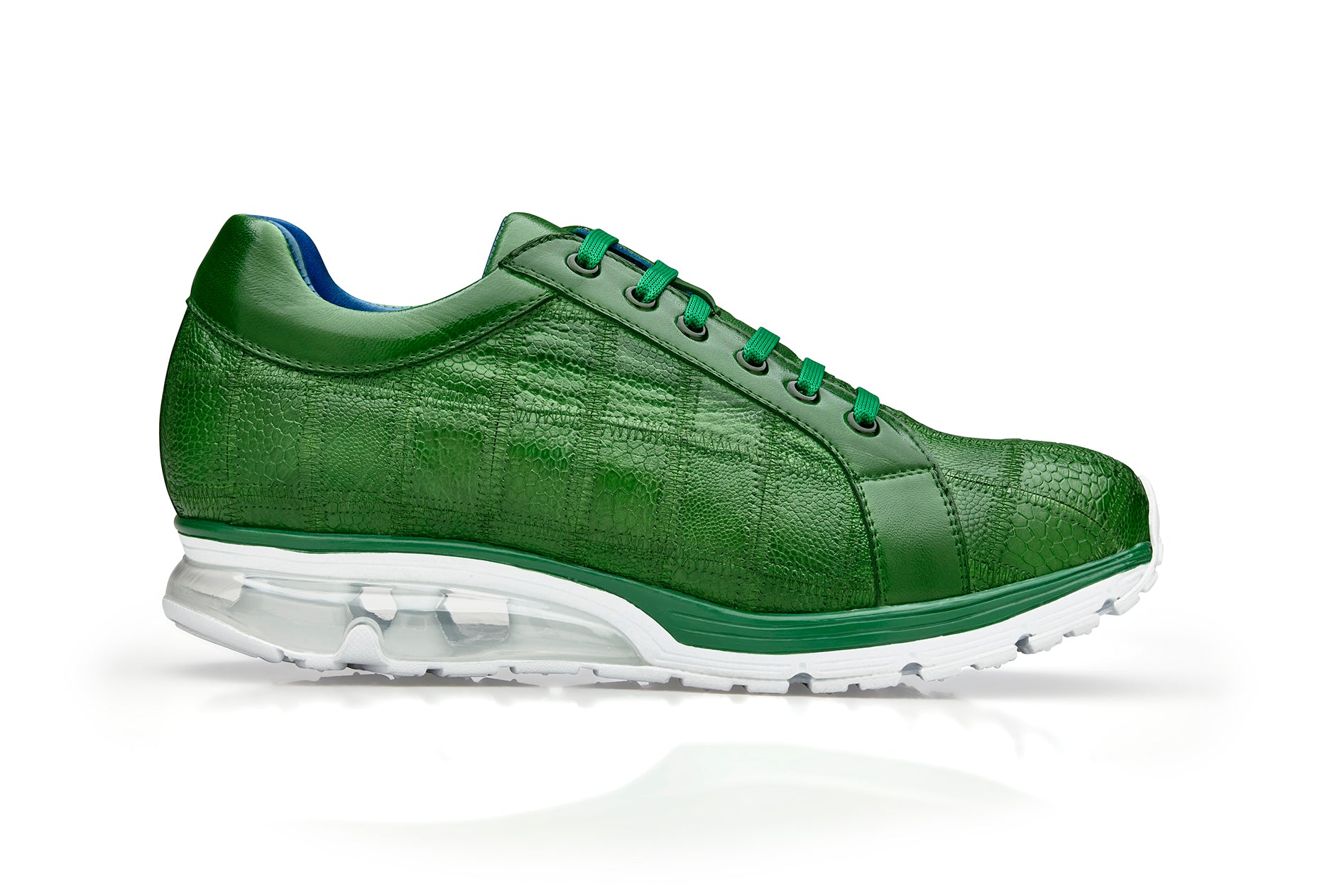 Belvedere Magnus Genuine Ostrich Leather Patchwork Sneakers - Emerald Green E21 | Luxury Casual Shoes for Men | Perfect for Business Casual, Date Night & Special Occasions