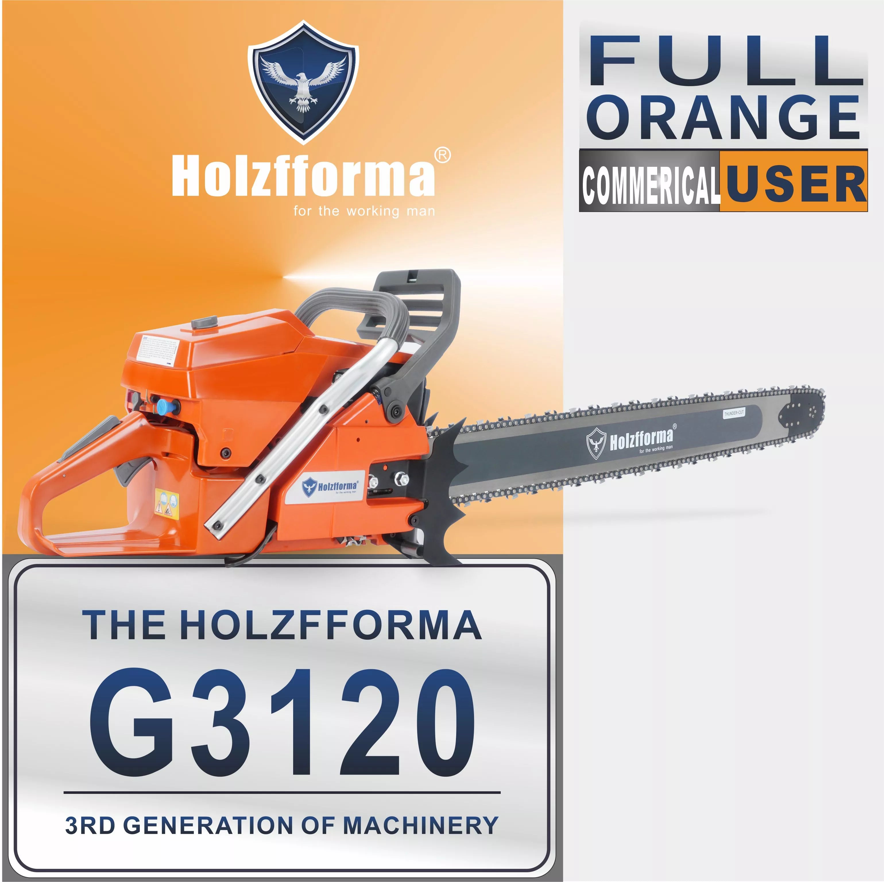 Holzfforma G3120 118.8cc Professional Gasoline Chainsaw Power Head - No Chain or Bar Included - Perfect for Tree Cutting, Logging & Woodworking Projects
