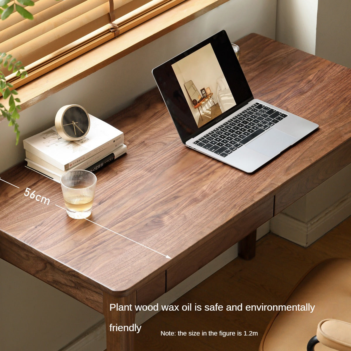 Premium Black Walnut Solid Wood Desk with 3 Drawers - Modern Home Office Furniture for Work & Study - Ergonomic Writing Desk for Professionals & Students