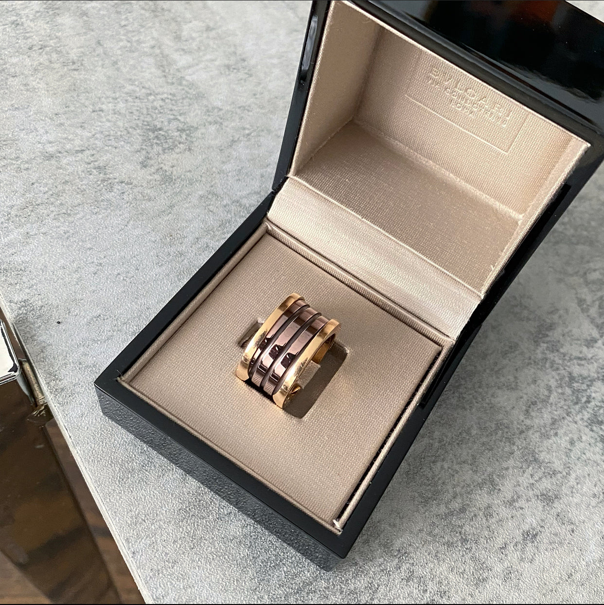 Bulgari B Zero 1 Rose Gold and Bronze Ring - Size 5.75 (US) - Luxury Italian Jewelry for Women, Perfect for Weddings, Anniversaries & Special Occasions