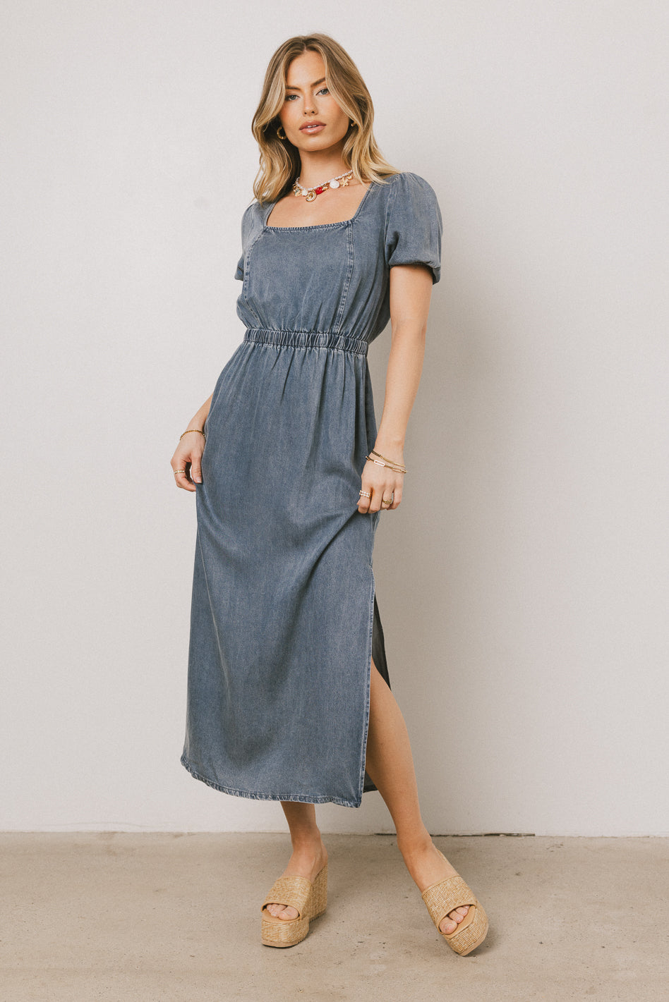 Gael Denim Maxi Dress for Women - Long Flowy Denim Dress with Pockets, Casual Boho Style, Perfect for Summer, Beach, and Outdoor Events