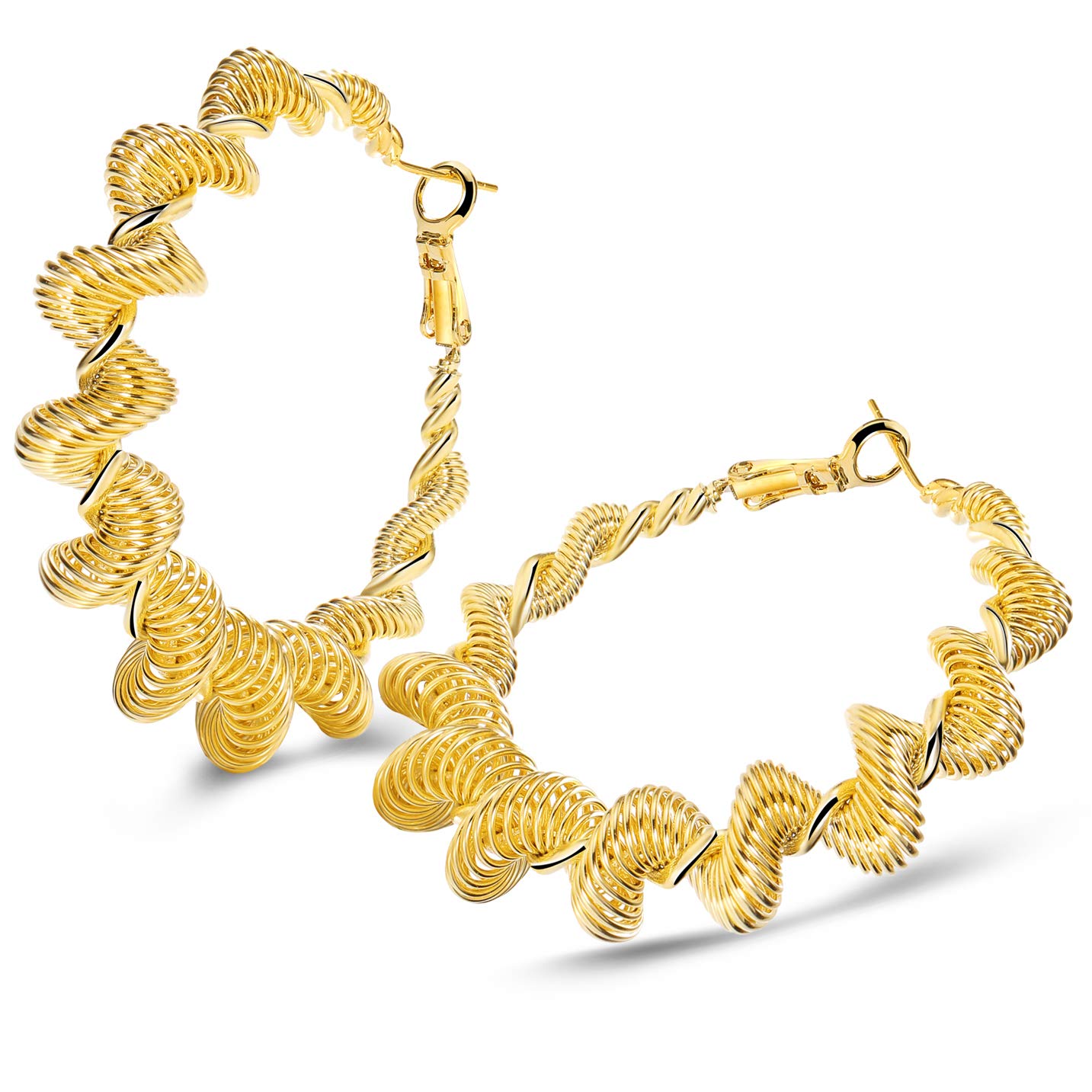 18K Gold Plated Twisted Hoop Earrings for Women - S925 Sterling Silver Post, Lightweight High Polished Hoop Jewelry | Perfect for Everyday Wear, Parties & Gifts