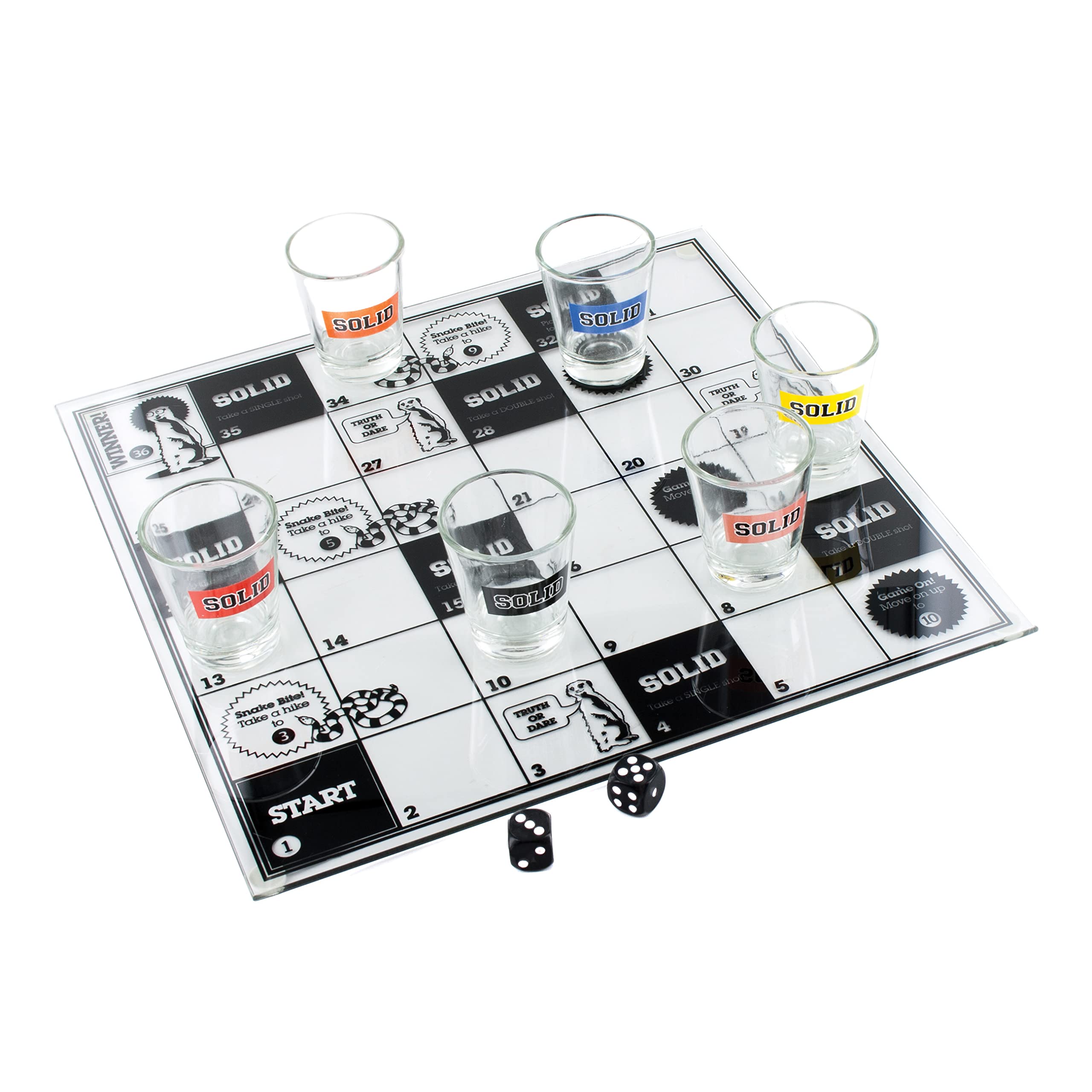 Solid Snakes & Staggered Drinking Game Set - Fun Party Board Game for Adults - Perfect for College Parties, Bachelor/Bachelorette Nights & Social Gatherings