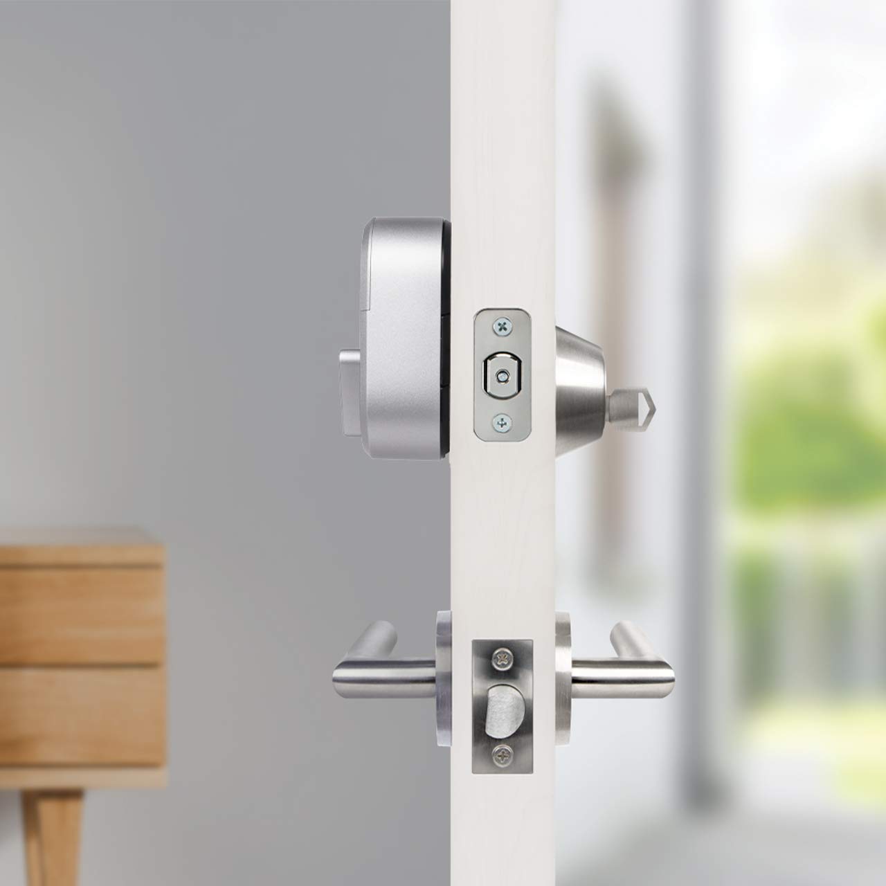 August Home Smart Lock with Keypad – Keyless Entry via Smartphone or Codes – Silver – Secure Your Home with Smart Access Control for Front Doors & Apartments