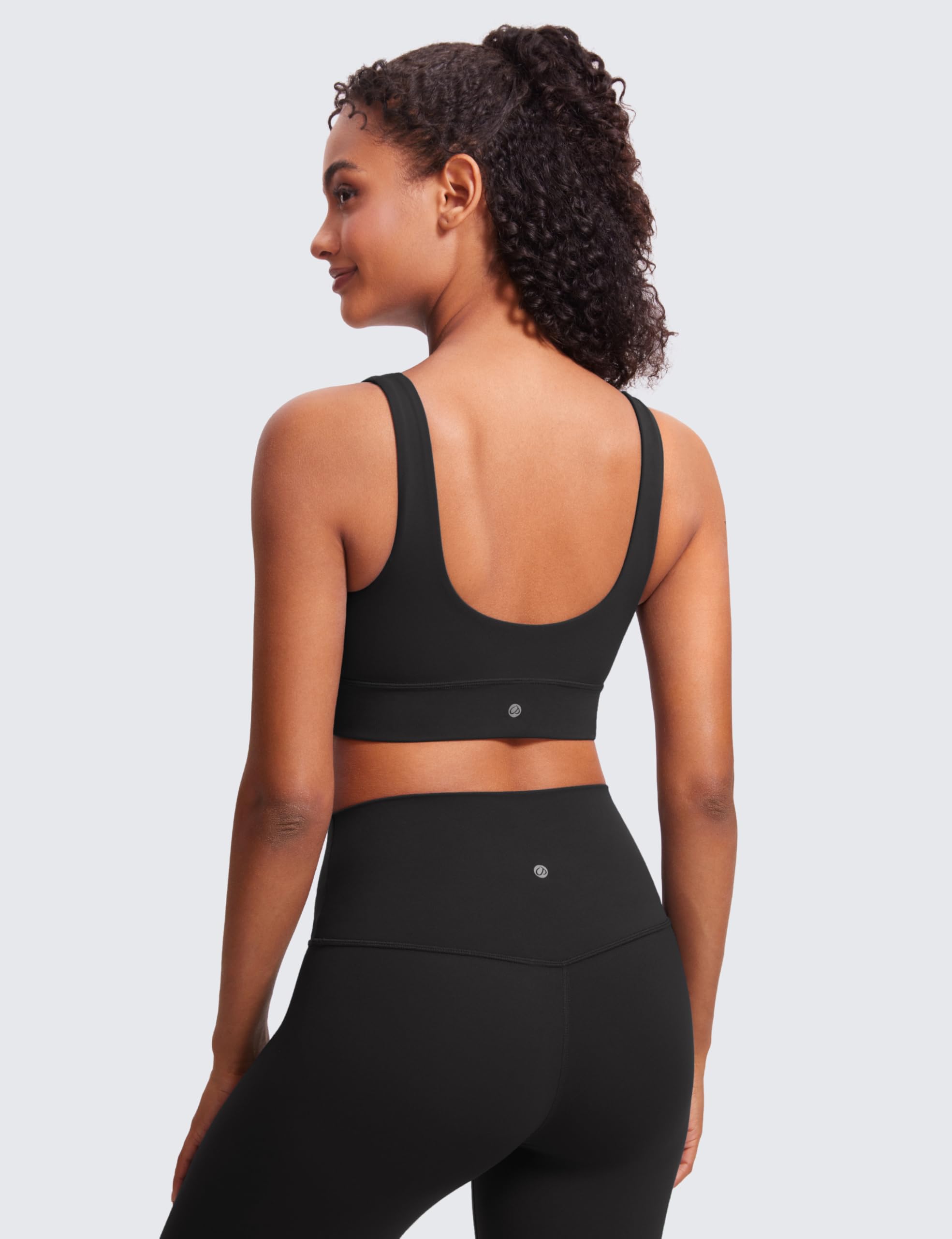CRZ YOGA Butterluxe Women's U-Back Sports Bra - Scoop Neck Padded Low-Impact Yoga Top with Built-in Pads | Workout, Lounge & Everyday Wear for Comfort & Support