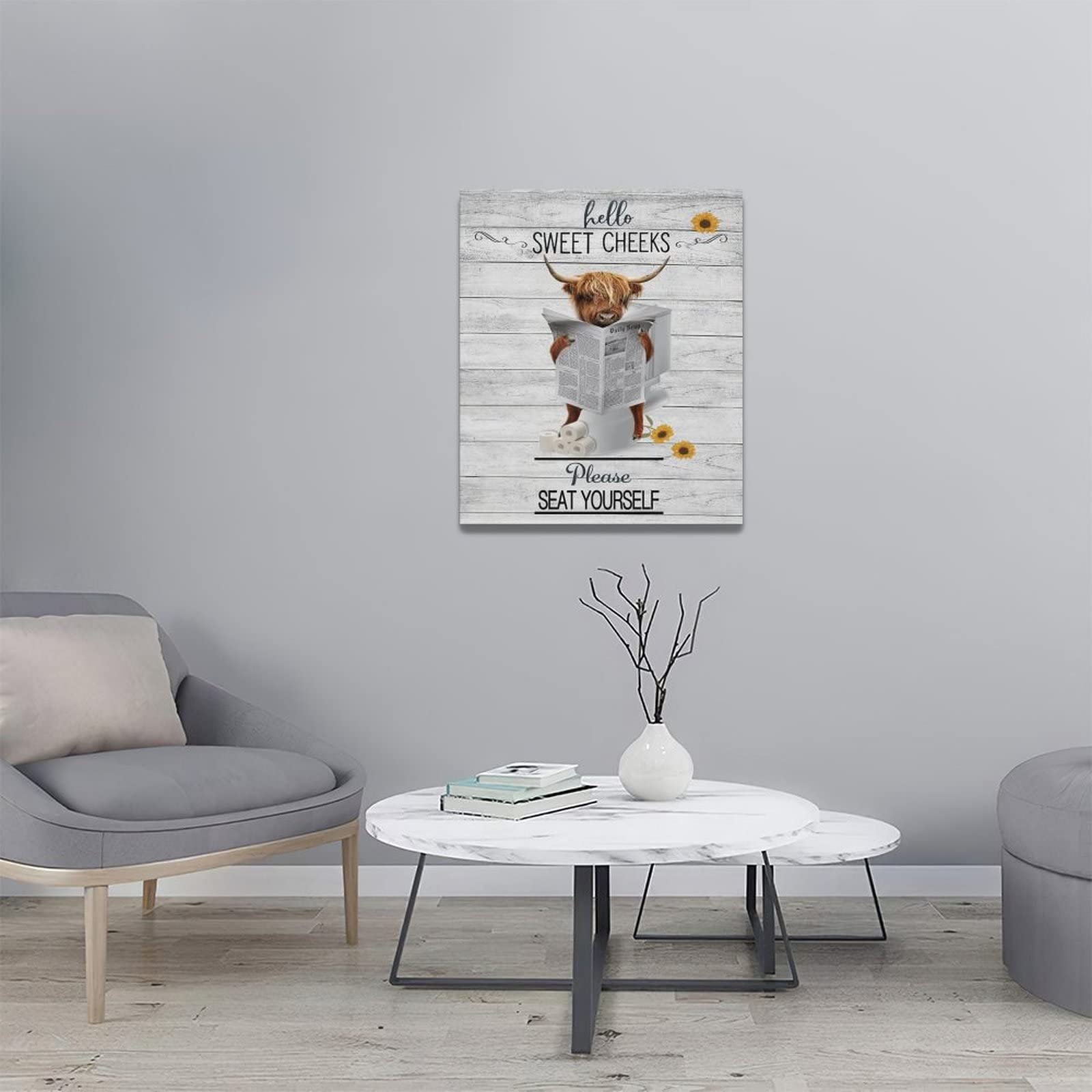 Funny Highland Cow Bathroom Wall Art - 20