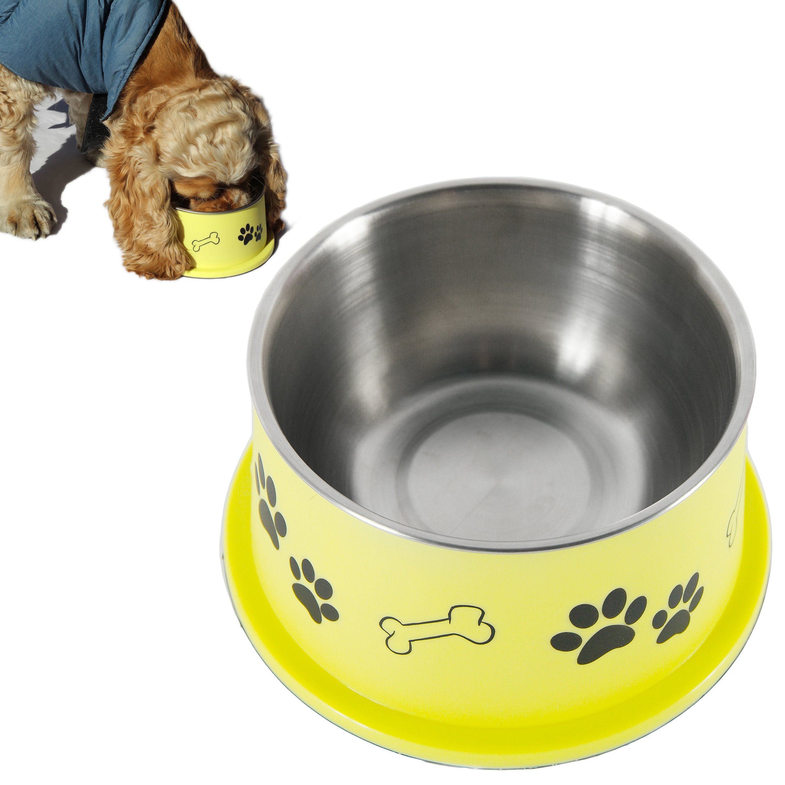PETish Spaniel Bowl for Long Ear Dogs - Ergonomic Non-Slip Stainless Steel Dog Dish with Personalized Custom Design | Perfect for Cocker Spaniels, Cavaliers & Long-Eared Breeds | Great for Home, Travel & Outdoor Use