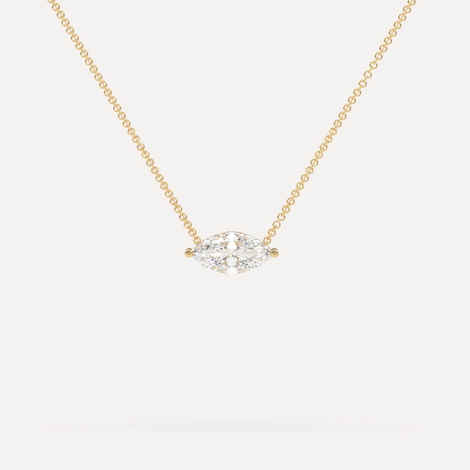 1 Carat Marquise Floating Diamond Necklace - 14K Gold Solitaire Pendant for Women - Perfect for Weddings, Anniversaries & Special Occasions