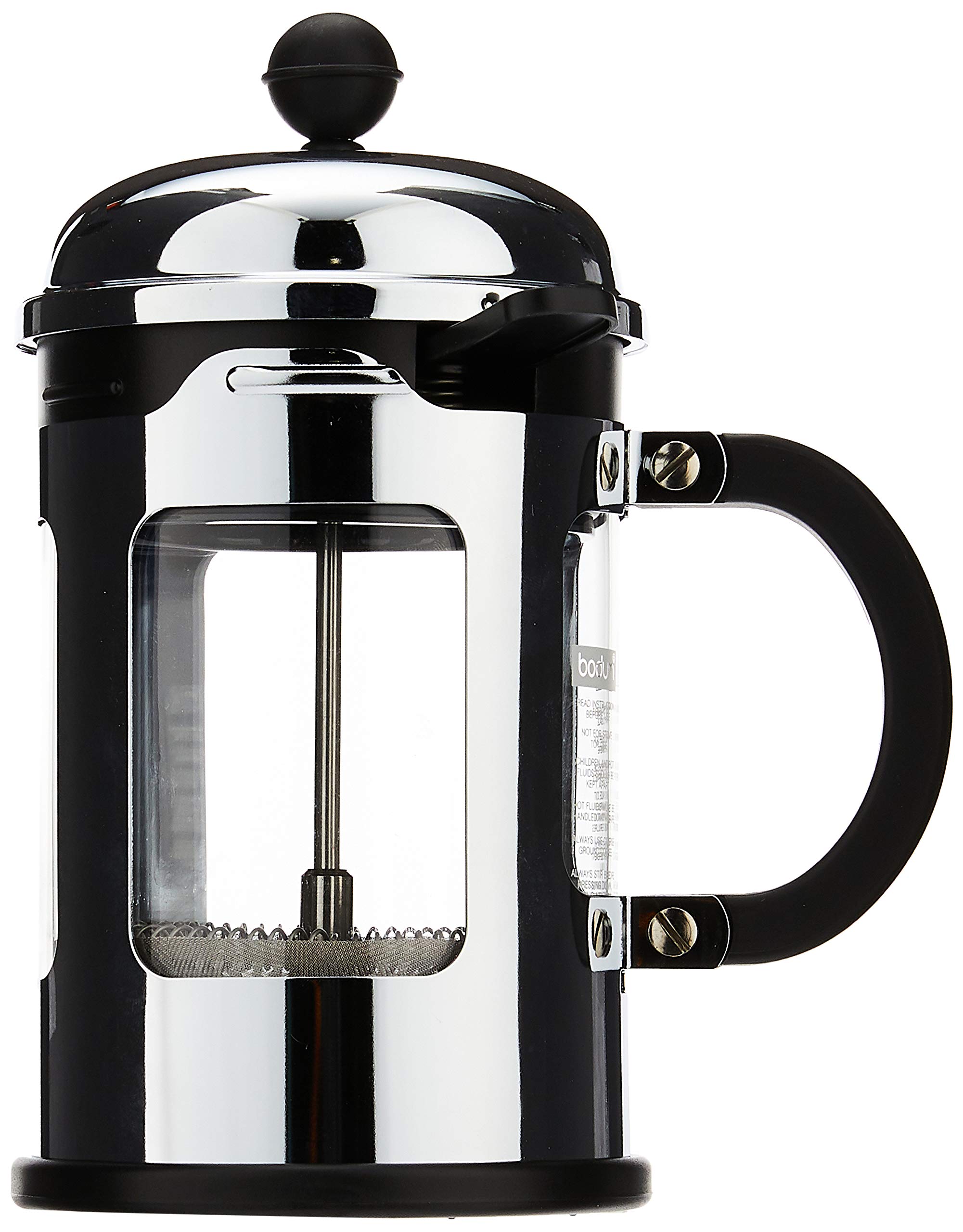 Bodum Chambord 4 Cup French Press Coffee Maker with Locking Lid - Stainless Steel 17oz - Perfect for Home, Office & Camping Brewing