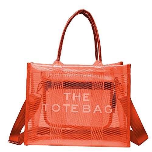 Clear PVC Tote Bag for Women - Fashionable Transparent Shoulder Handbag & Crossbody Purse for Work, Travel, Beach, Gym & Shopping | Waterproof Lightweight Everyday Essentials Carrier