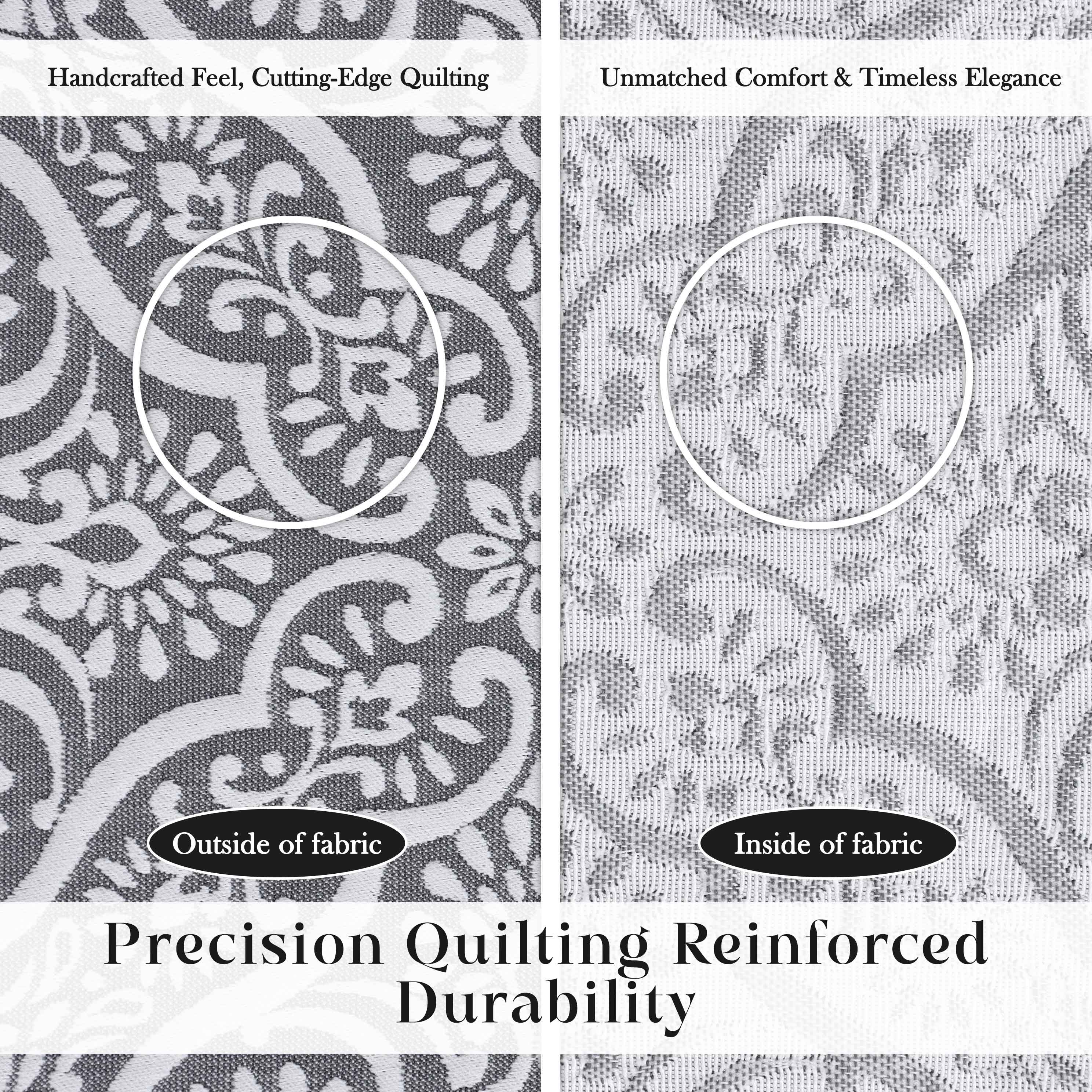 Enzy Medium Weight Floral Matelasse Bedspread & Sham Set - Queen Size Luxury Bedding for Master Bedroom Decor, Guest Room or Hotel Style Makeover