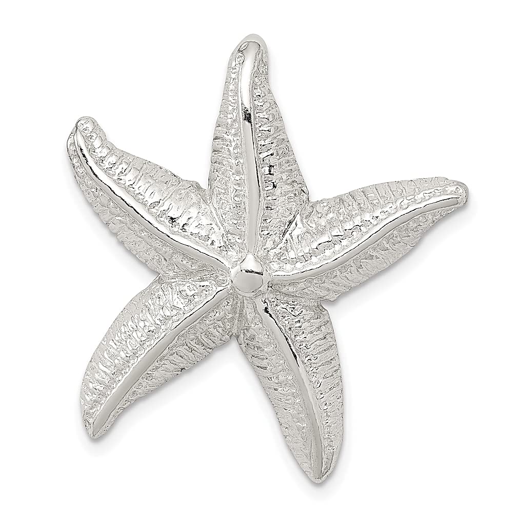 925 Sterling Silver Starfish Pendant Necklace - Floating Open Chain Slide Charm for Women - Ocean & Sea Life Inspired Fine Jewelry - Perfect Gift for Her, Beach Vacation, Summer Outfits & Everyday Wear