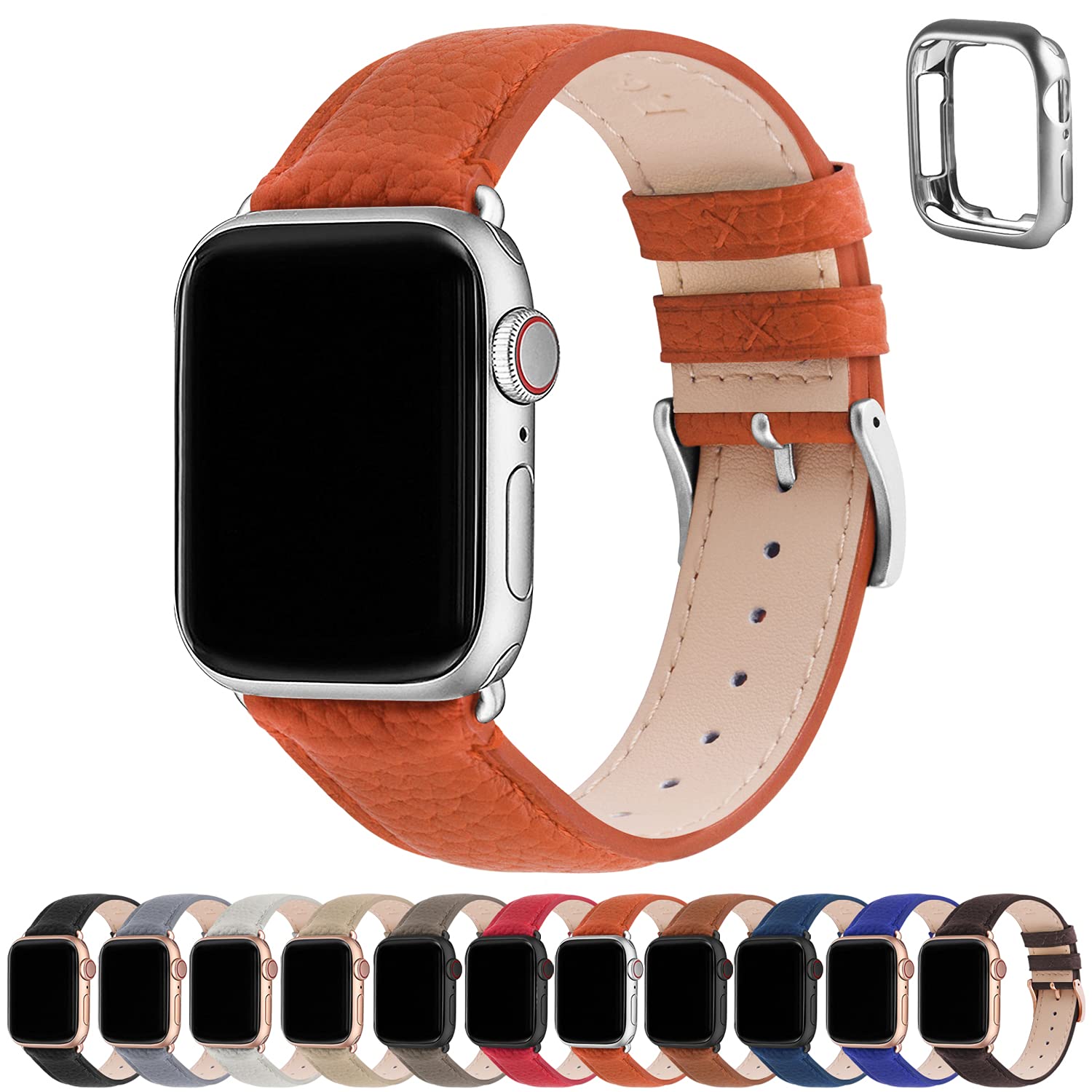 Fullmosa Genuine Leather Apple Watch Bands Compatible with Series 9/8/7/6/5/4/3/2/1/SE/Ultra 2 (38mm 40mm 41mm 42mm 44mm 45mm 49mm) - Stylish Replacement Strap for Women - Perfect for Work, Date Night & Formal Occasions