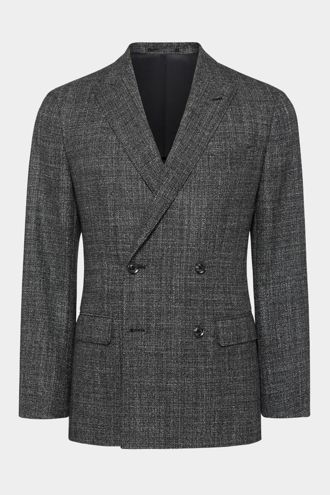 Kent DB Jacket - Black & White Tweed Blazer for Men | Classic Wool Coat for Business, Office, and Formal Events