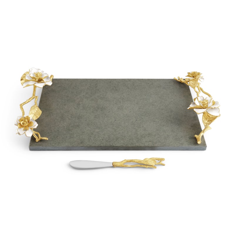 Premium Gardenia Cheese Board Set with Stainless Steel Knife - Perfect for Wine Pairing, Charcuterie & Entertaining at Home