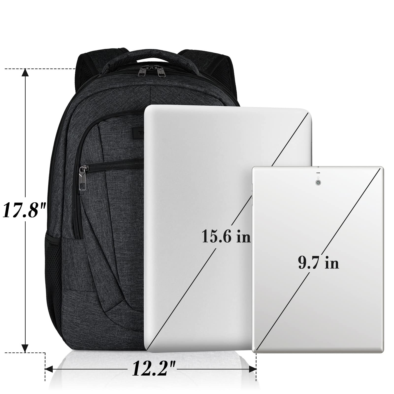 Anti-Theft Travel Laptop Backpack for Men & Women - Slim Durable Business School Backpack with USB Charging Port, 15.6 Inch Laptop Bag for Teens & Adults, Perfect for Work, Study & Commuting