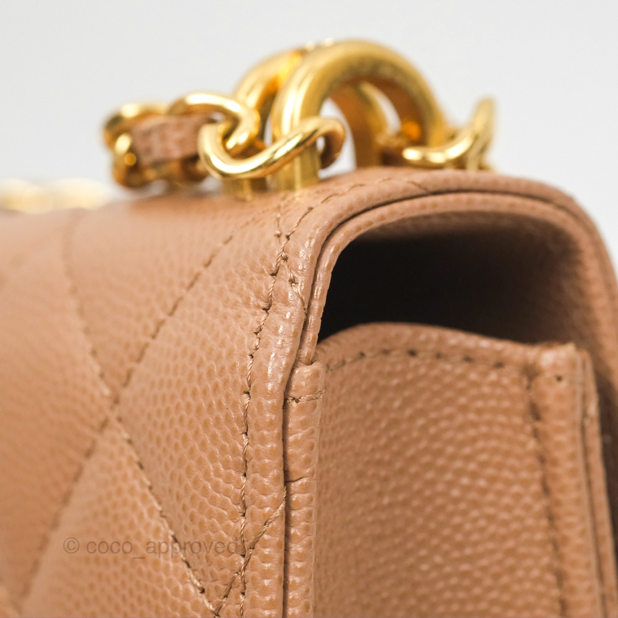 Chanel CC Chain Clutch Bag in Beige Caviar Leather with Gold Hardware - Perfect for Evening Parties & Luxury Events