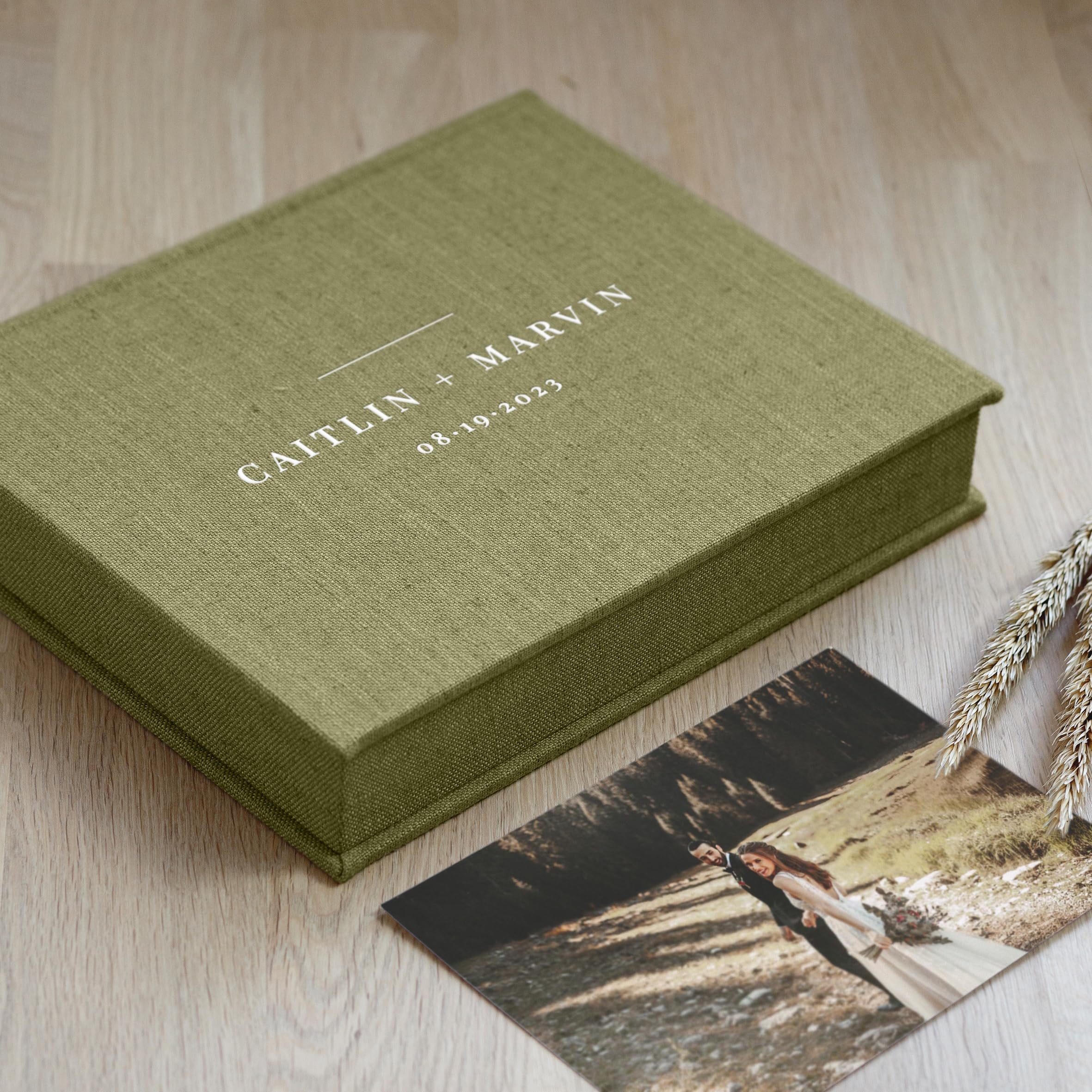 Personalized Wedding Keepsake Memory Box - Handmade Linen Photo Album & Scrapbook Storage - Custom Size Large Gift Box from Europe - Perfect for Anniversary Gifts, Bridal Showers & Wedding Memorabilia Preservation